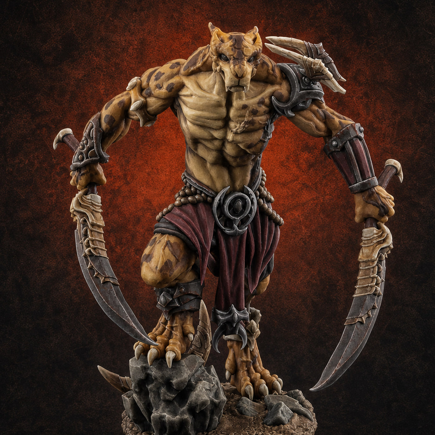 Perched And Brandishing Rakshasa Prowlers C Miniature for Dungeons and Dragons, Pathfinder or other TTRPGs