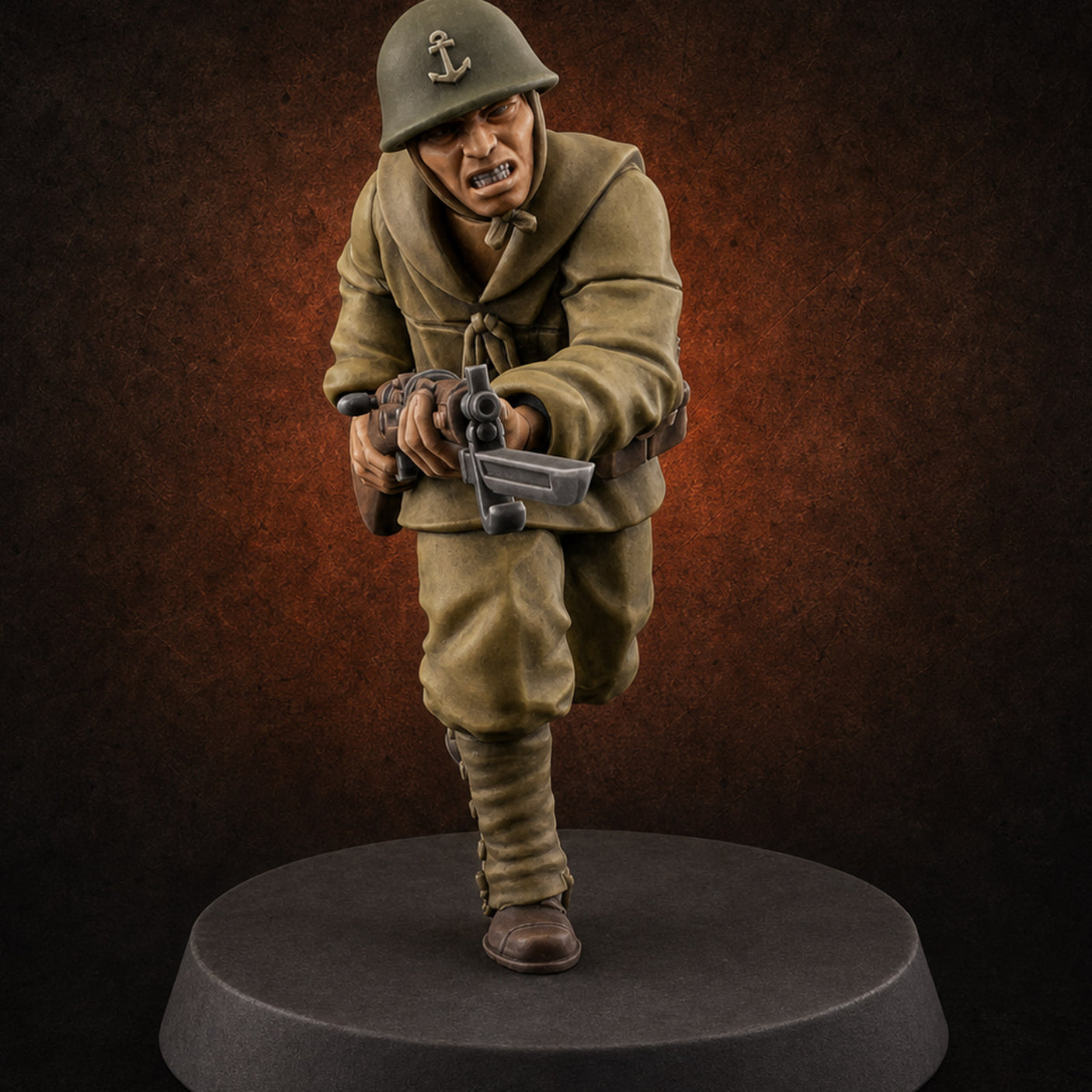 Bayonet Charging World War 2 Japanese Riflemen E Miniature for Dungeons and Dragons, Pathfinder or other TTRPGs