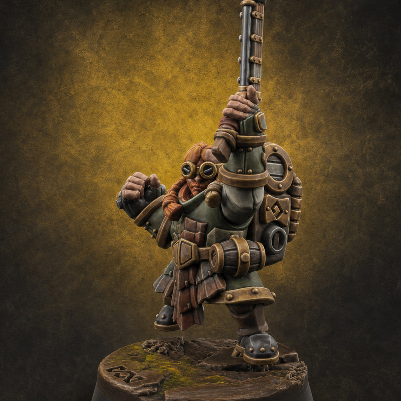 Clicking and Whirring Dwarf Artificers C Miniature for Dungeons and Dragons, Pathfinder or other TTRPGs