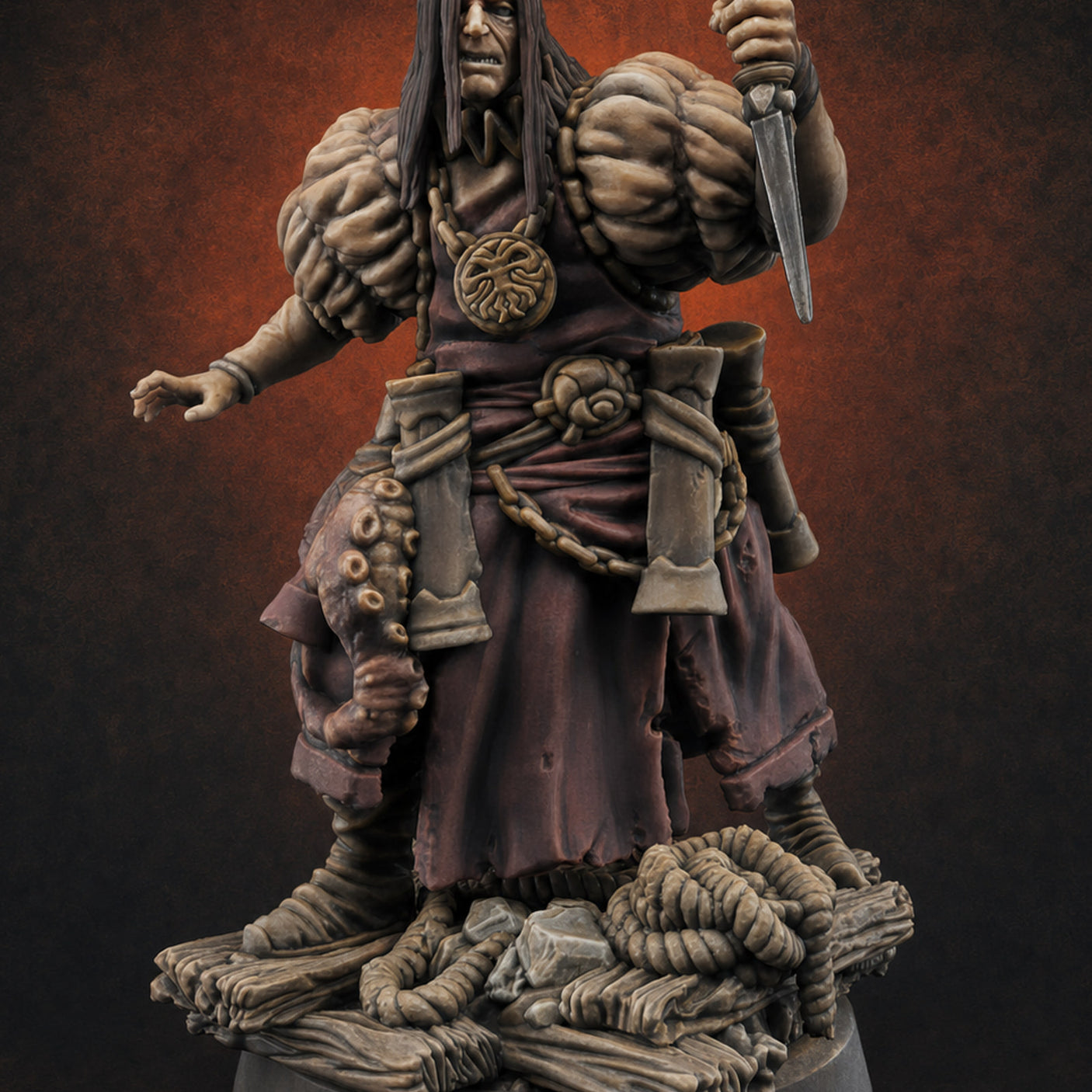 Tentacle Lashing Lantern Raising Cultist B — painted concept preview (miniature supplied unpainted)