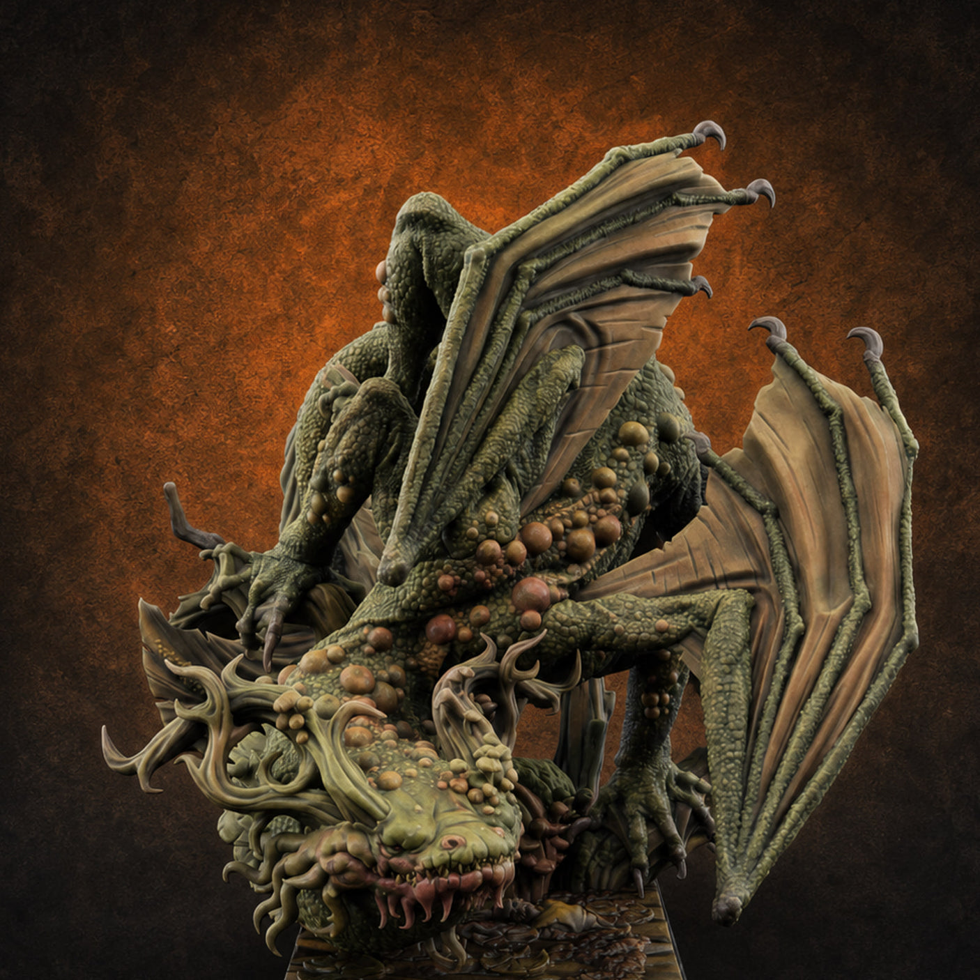Boil Ridden Plague Dragon Miniature for Dungeons and Dragons, Pathfinder or other TTRPGs
