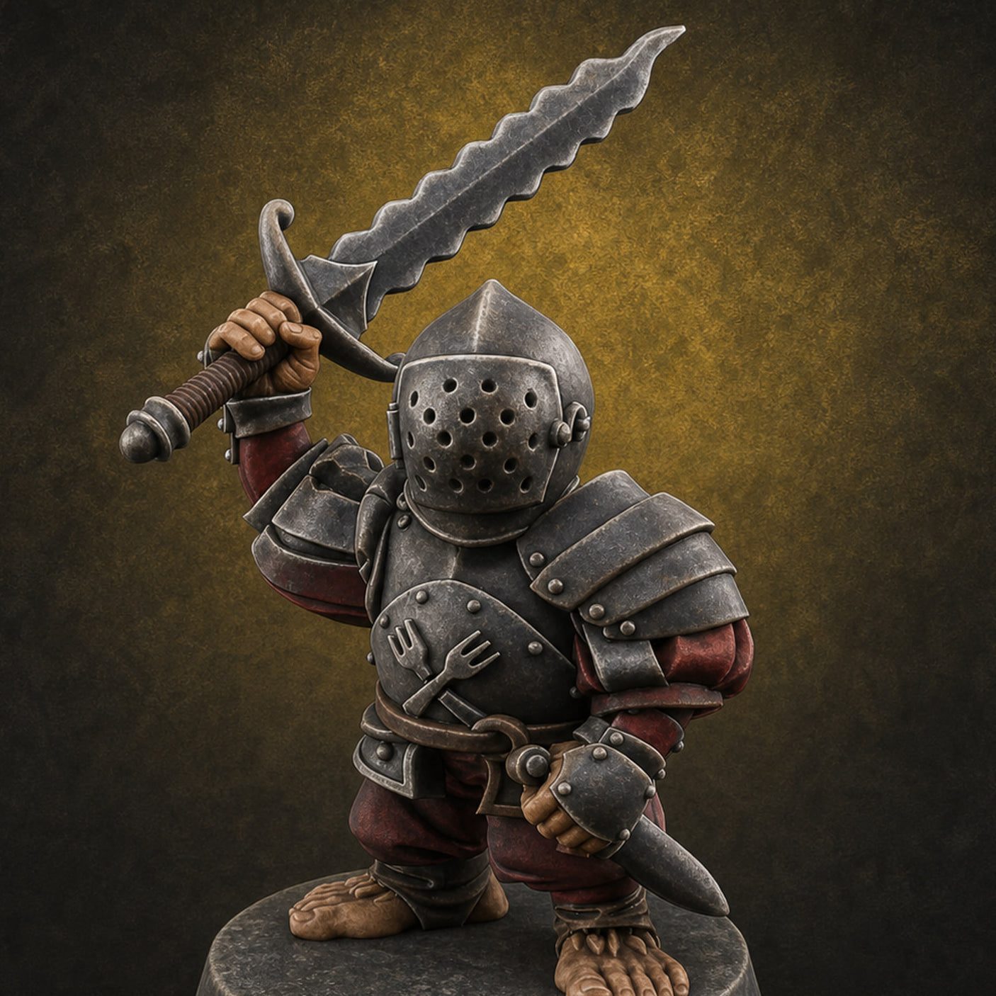Swinging Low Halfling Greatsword Unit E Miniature for Dungeons and Dragons, Pathfinder or other TTRPGs