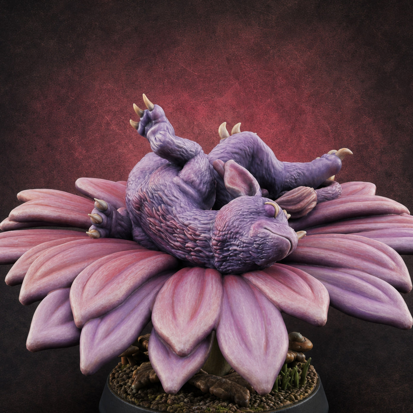 Curled Up Slumbering Faerie Dragon Wyrmling B — painted concept preview (miniature supplied unpainted)