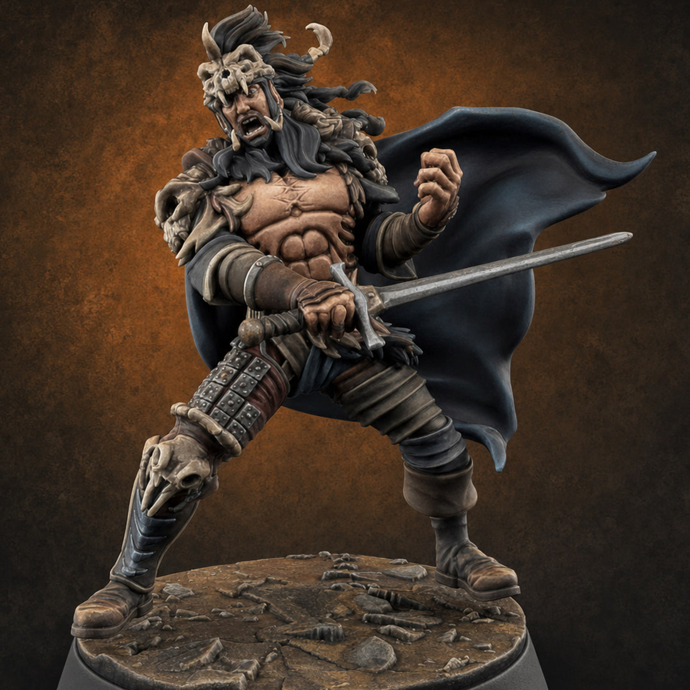 Cape Billowing Defiant Warlord — painted concept preview (miniature supplied unpainted)