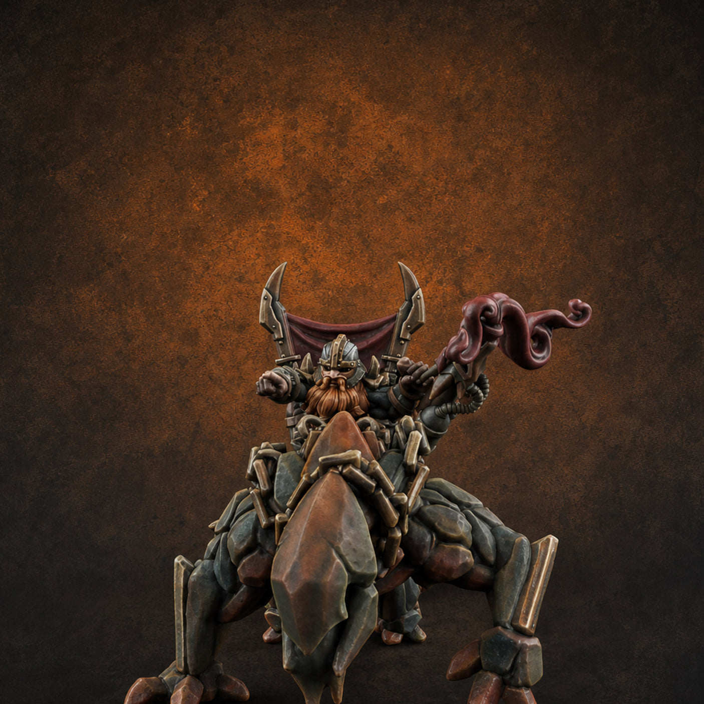 Storming Forward Dwarf Siege Troops B — painted concept preview (miniature supplied unpainted)