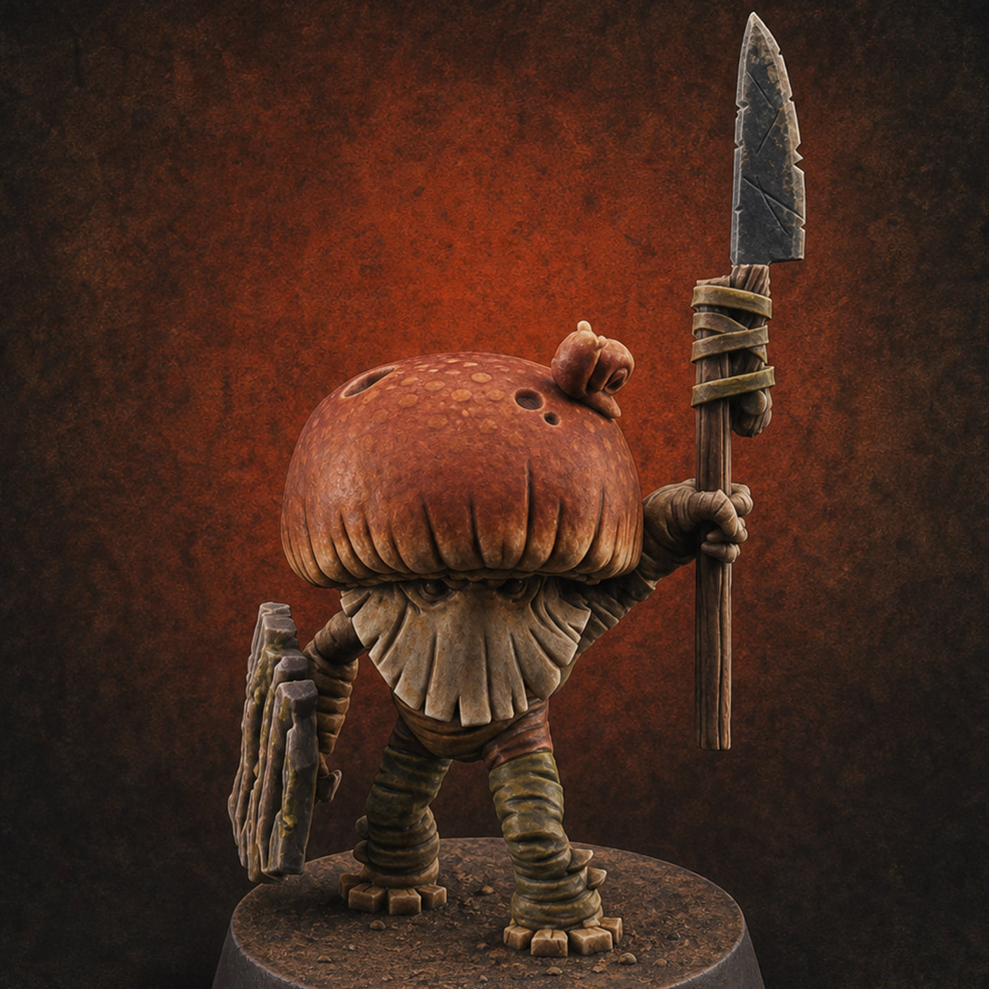 Spore Spearing Mushroom Warrior B Miniature for Dungeons and Dragons, Pathfinder or other TTRPGs