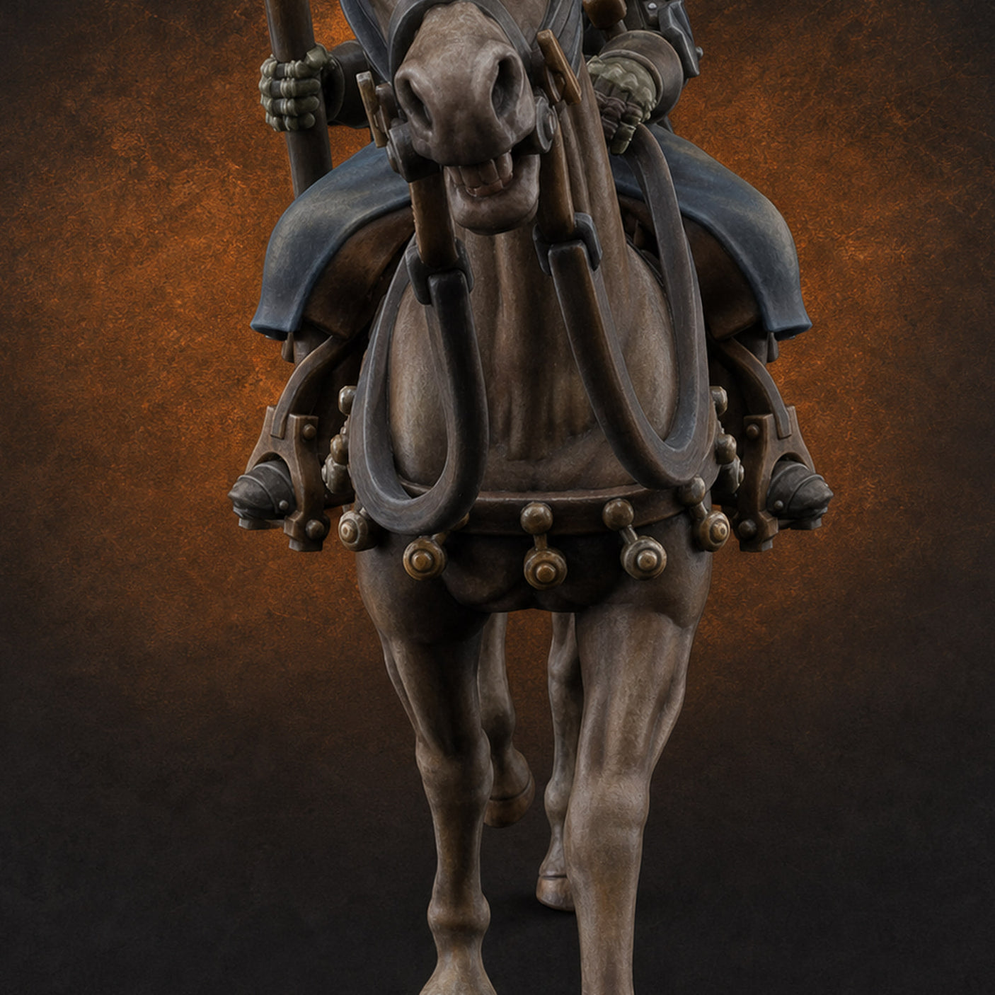 Charging Forward Mounted Human Lancers A — painted concept preview (miniature supplied unpainted)