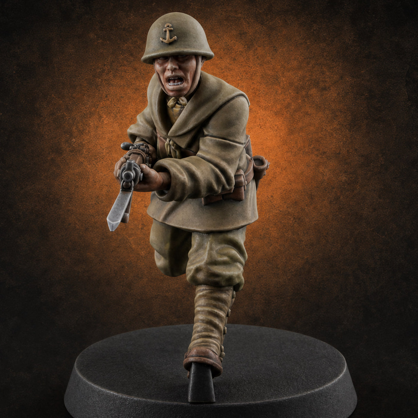 Bayonet Charging World War 2 Japanese Riflemen D Miniature for Dungeons and Dragons, Pathfinder or other TTRPGs