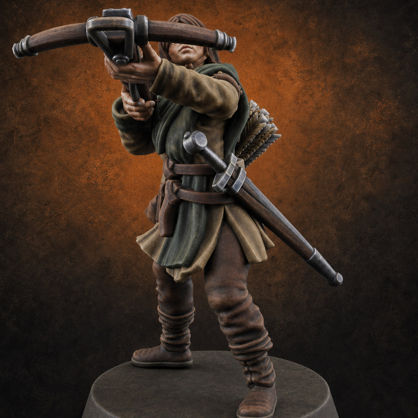 Shouldering The Load Human Crossbowwomen J — painted concept preview (miniature supplied unpainted)