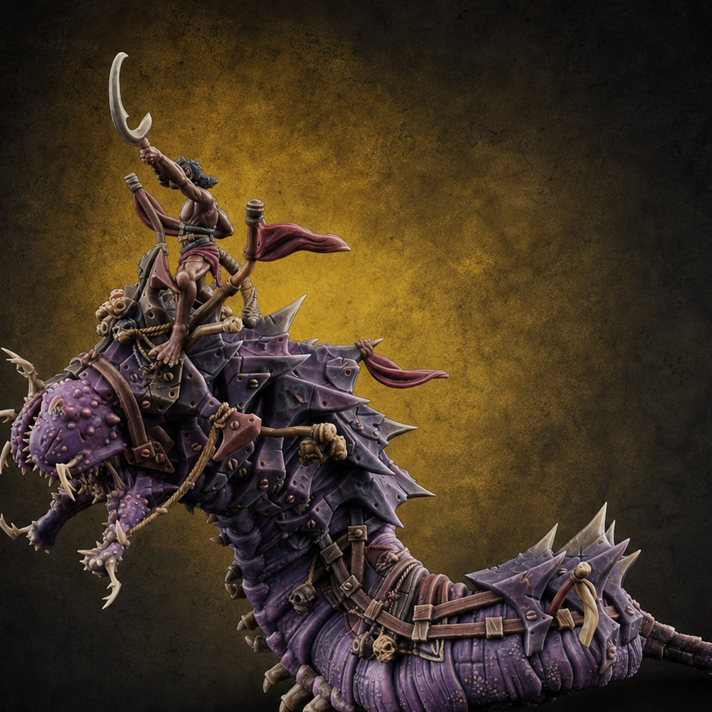 Rider Aloft Purple Worm Monstrosity — painted concept preview (miniature supplied unpainted)