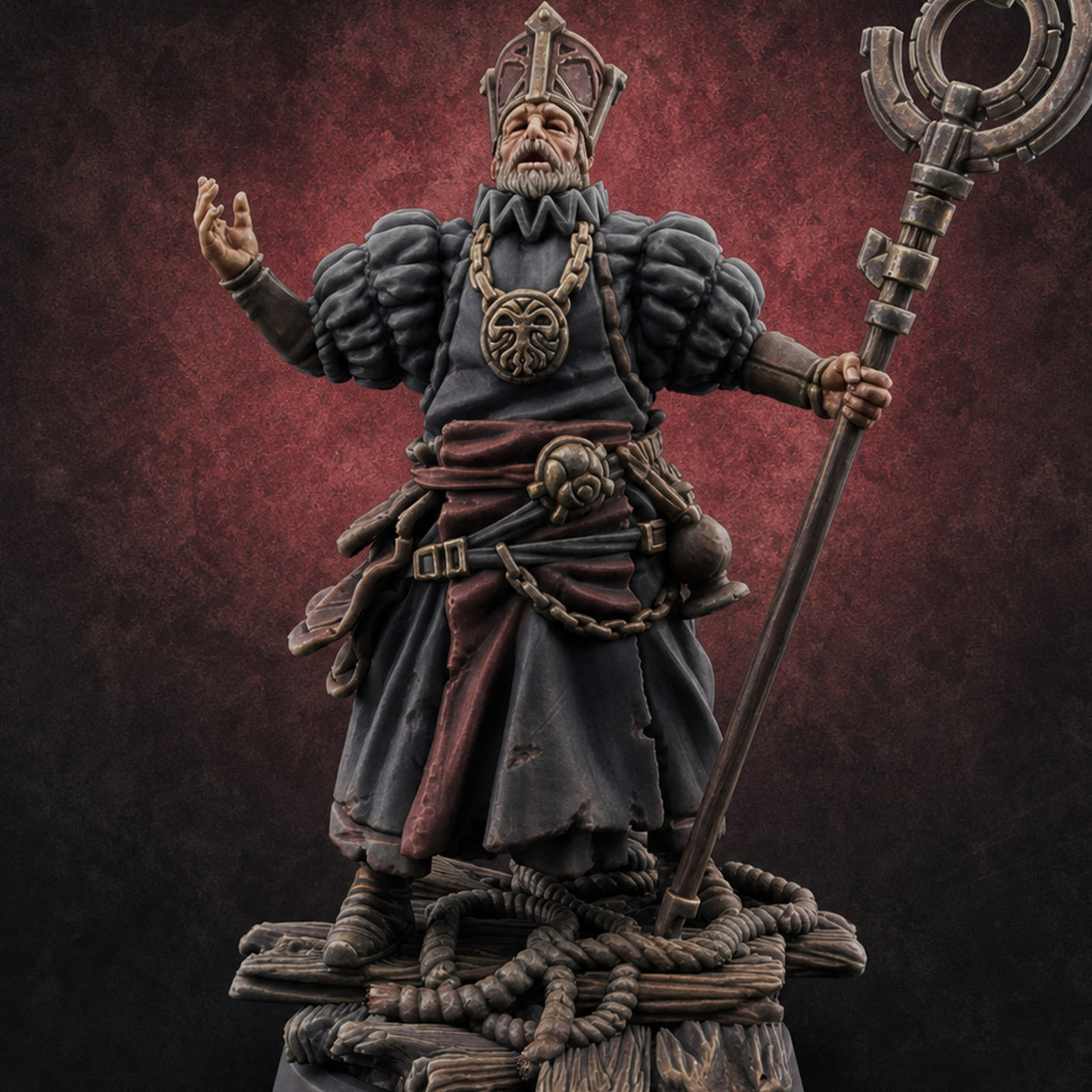 Tentacle Lashing Lantern Raising Cultist C — painted concept preview (miniature supplied unpainted)