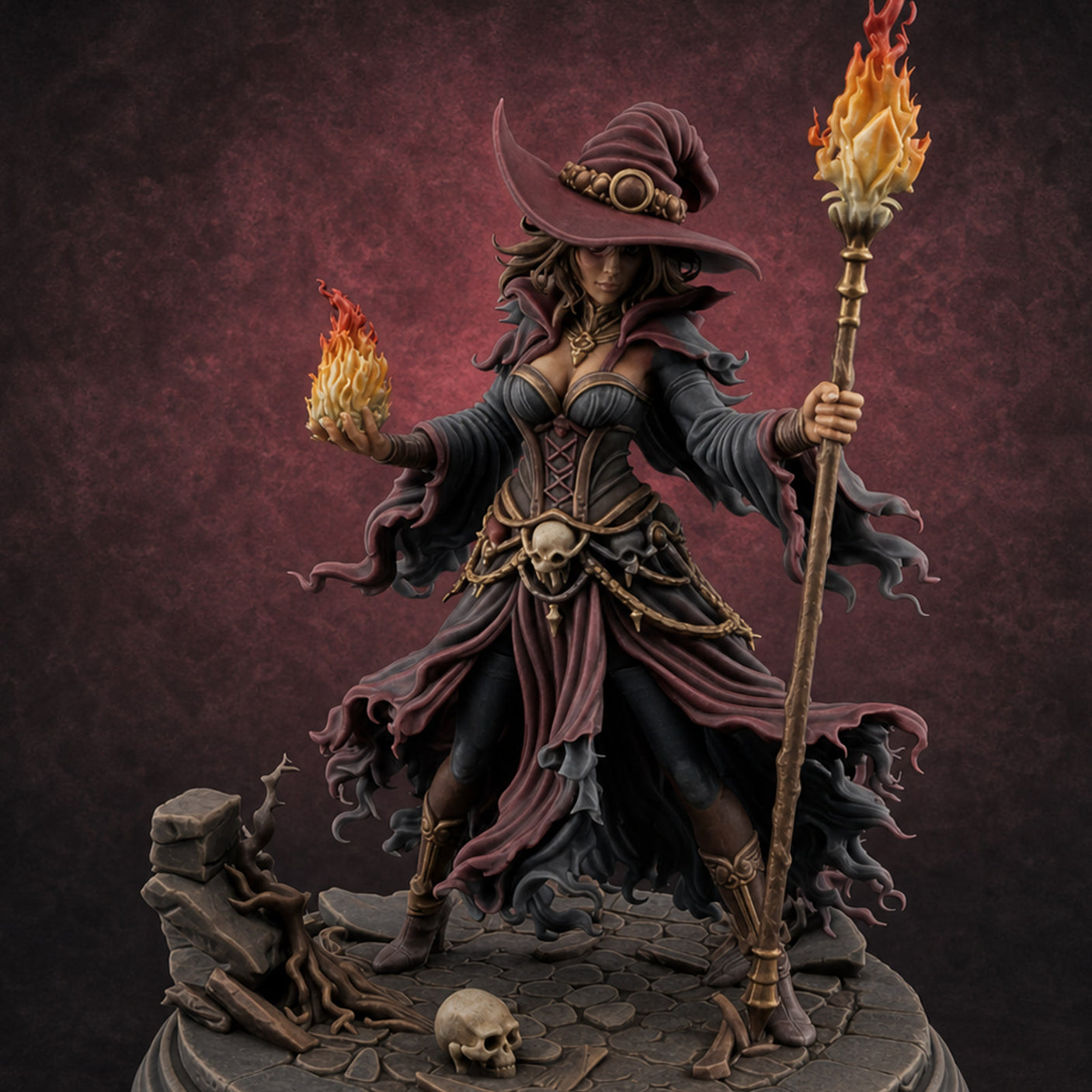 Flames Dancing From Her Fingertips Sorceress Miniature for Dungeons and Dragons, Pathfinder or other TTRPGs