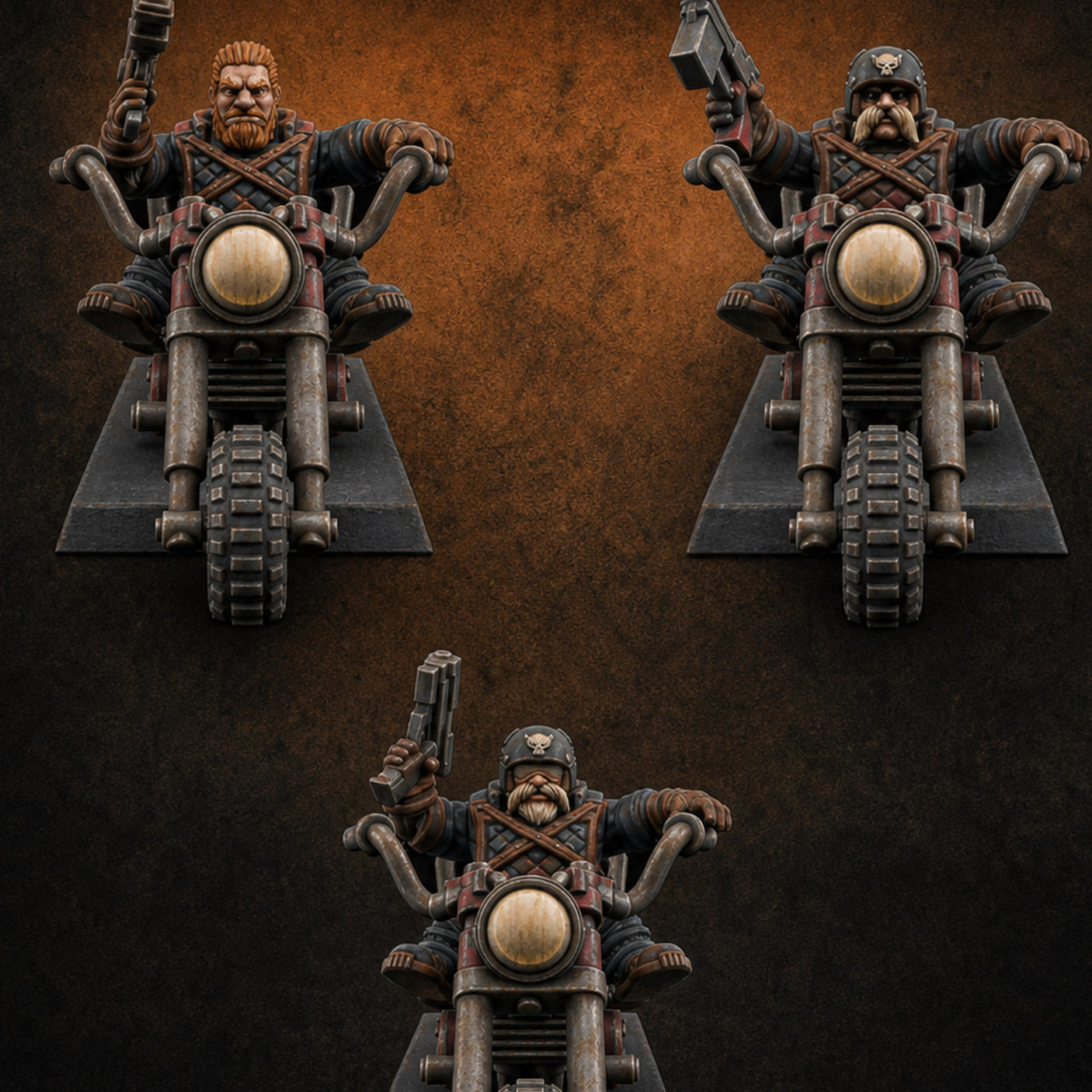 Hands In The Air Space Dwarf Bikers — painted concept preview (miniature supplied unpainted)