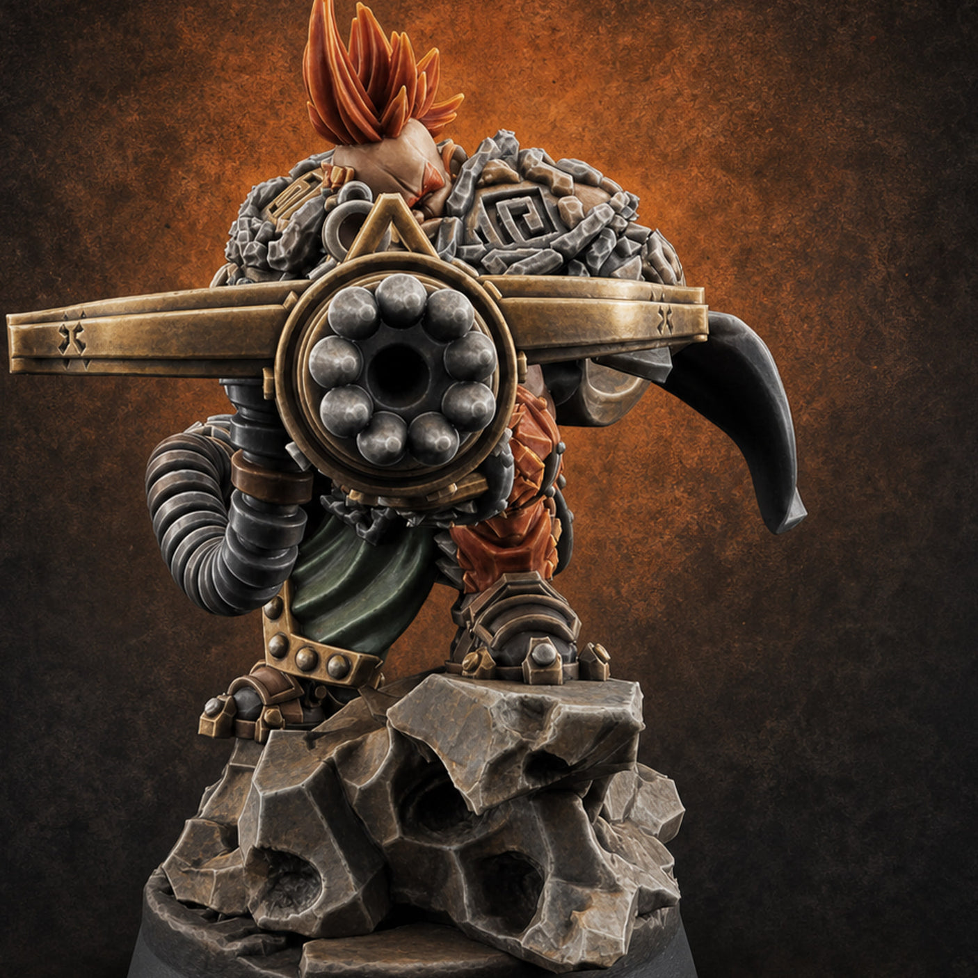 Gatling Core Spinning Dwarf Sentinel — painted concept preview (miniature supplied unpainted)