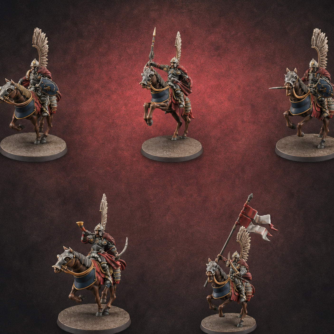Hussar Charging Lancer Cavalry Set Miniature for Dungeons and Dragons, Pathfinder or other TTRPGs
