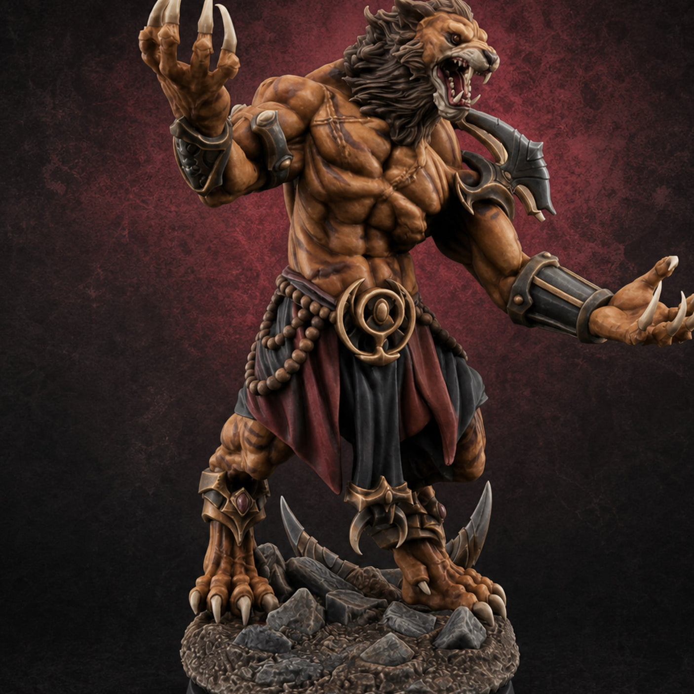 Perched And Brandishing Rakshasa Prowlers B Miniature for Dungeons and Dragons, Pathfinder or other TTRPGs