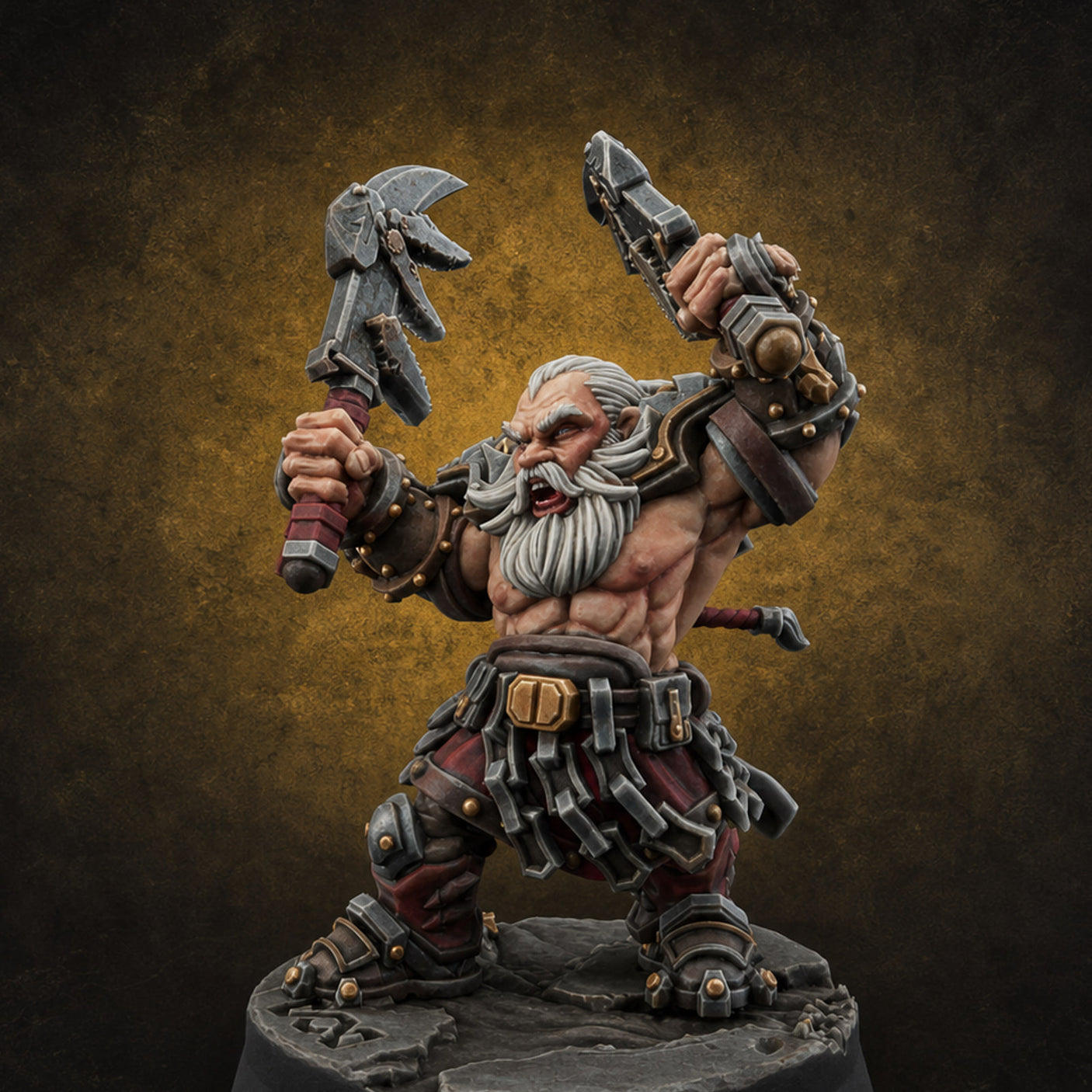 Smouldering Fire Dwarf Fighters G — painted concept preview (miniature supplied unpainted)
