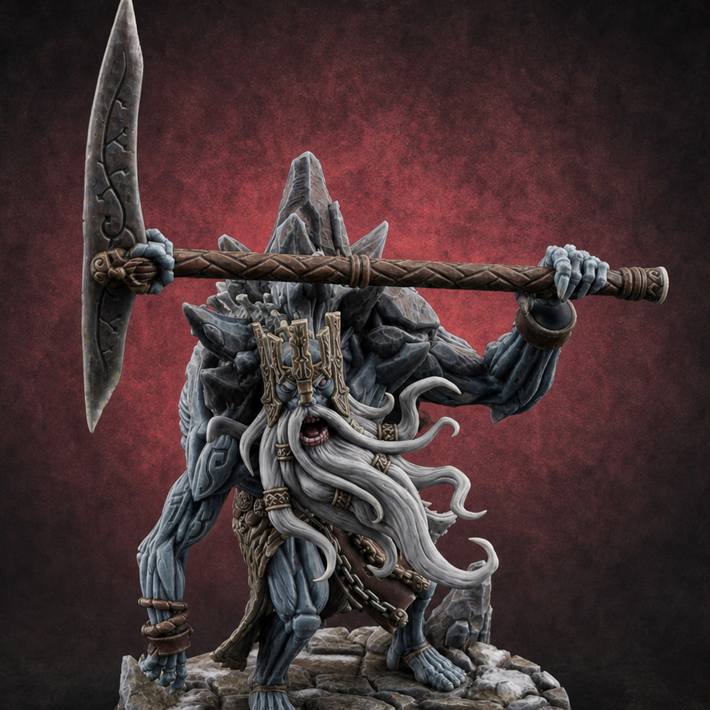 Axe Hoisting Undead Frost Giant Jarl Miniature for Dungeons and Dragons, Pathfinder or other TTRPGs