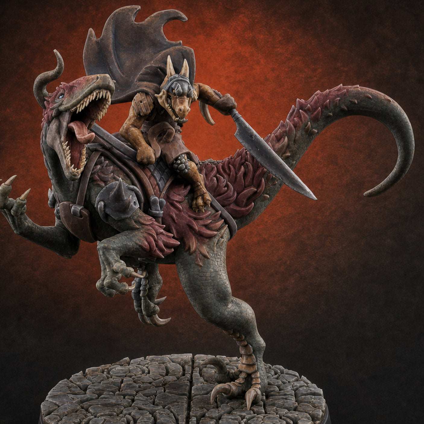 Raptor Riding Kobold Beast Rider B Miniature for Dungeons and Dragons, Pathfinder or other TTRPGs