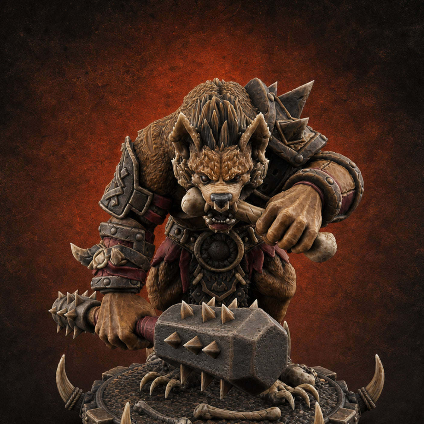 The Bloodhowl Gnolls L — painted concept preview (miniature supplied unpainted)
