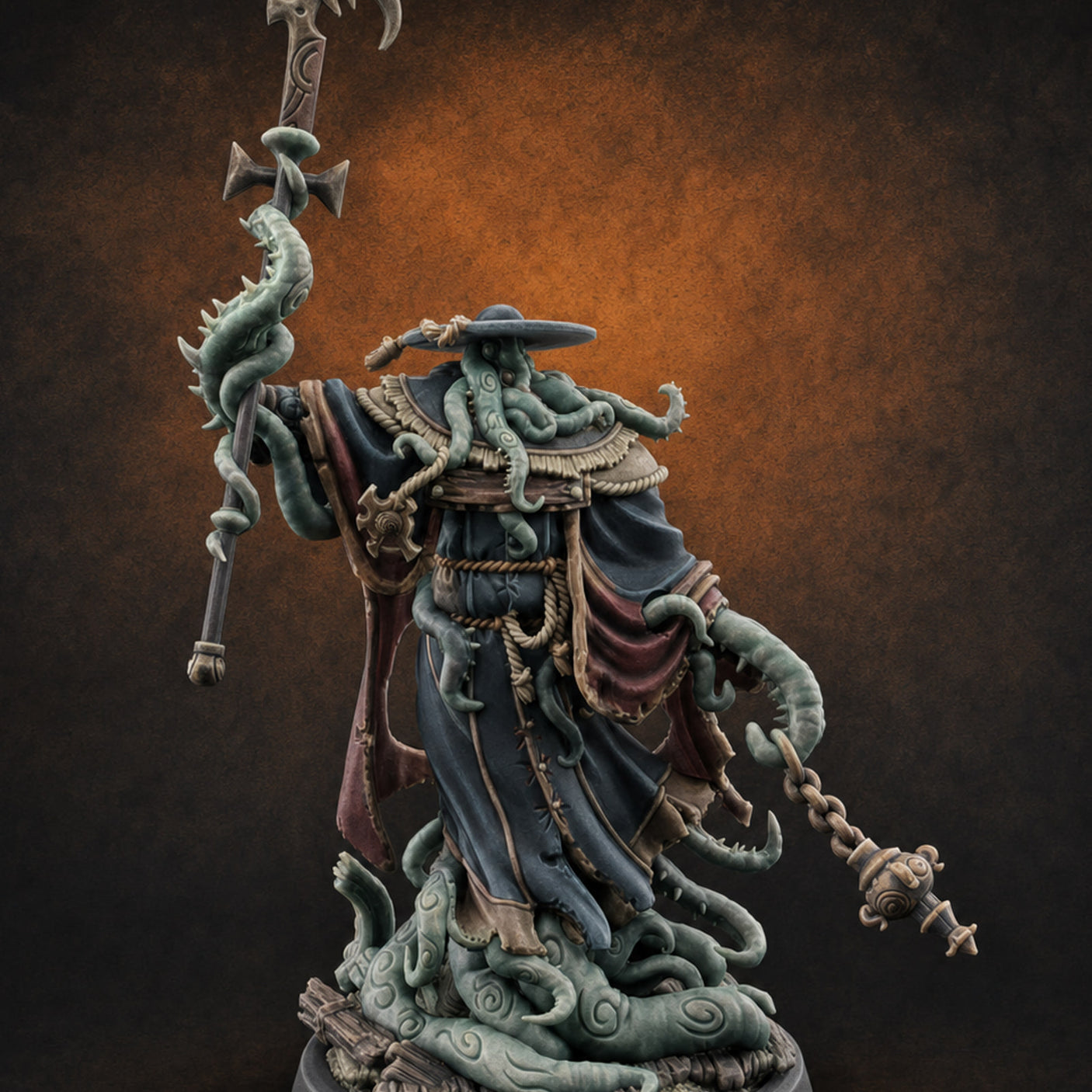 Tome Reading Staff Wielding Deep One Bishop A — painted concept preview (miniature supplied unpainted)