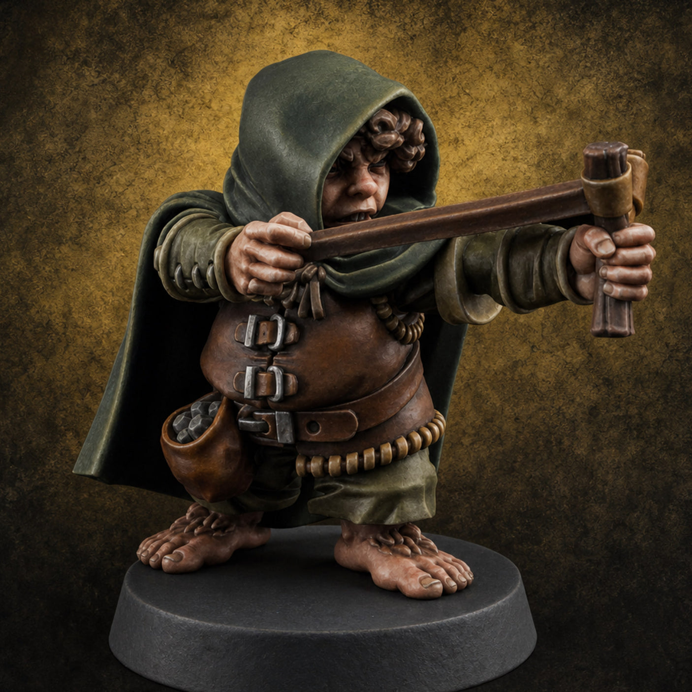 Ready To Fling Halfling Slingers A Miniature for Dungeons and Dragons, Pathfinder or other TTRPGs