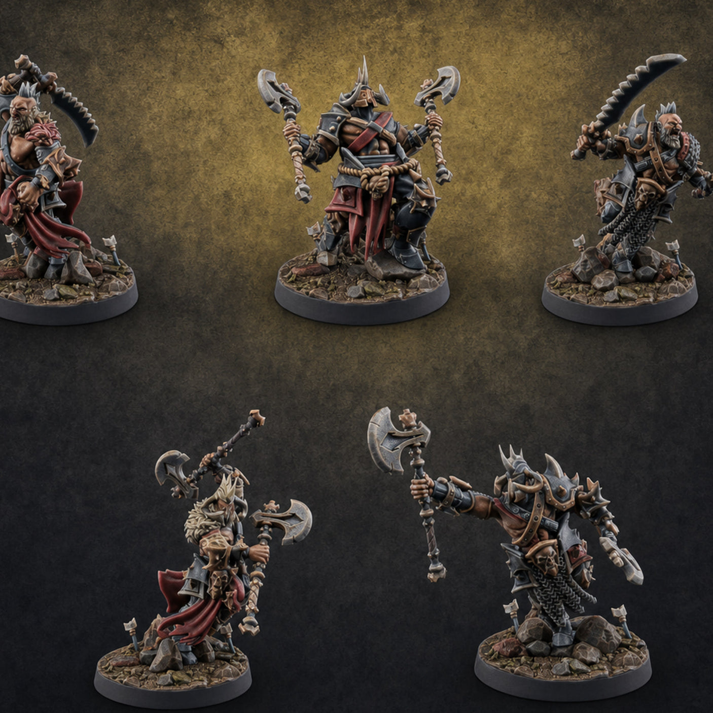 Axe Held High Ornate Human Warlords — painted concept preview (miniature supplied unpainted)