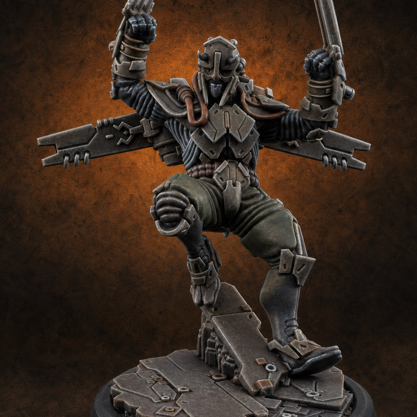 Gun Toting Leaping Warforged Trooper D — painted concept preview (miniature supplied unpainted)