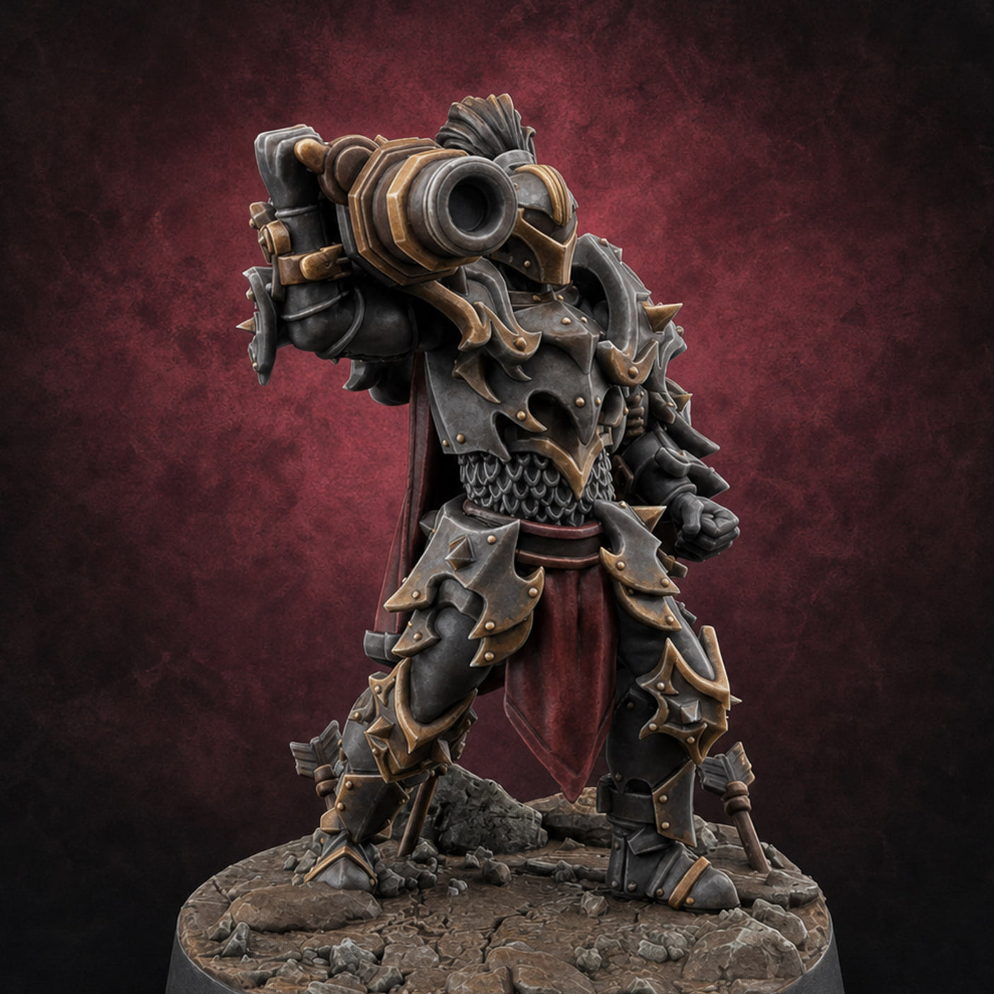 Cannon Crowned Sentinels A — painted concept preview (miniature supplied unpainted)