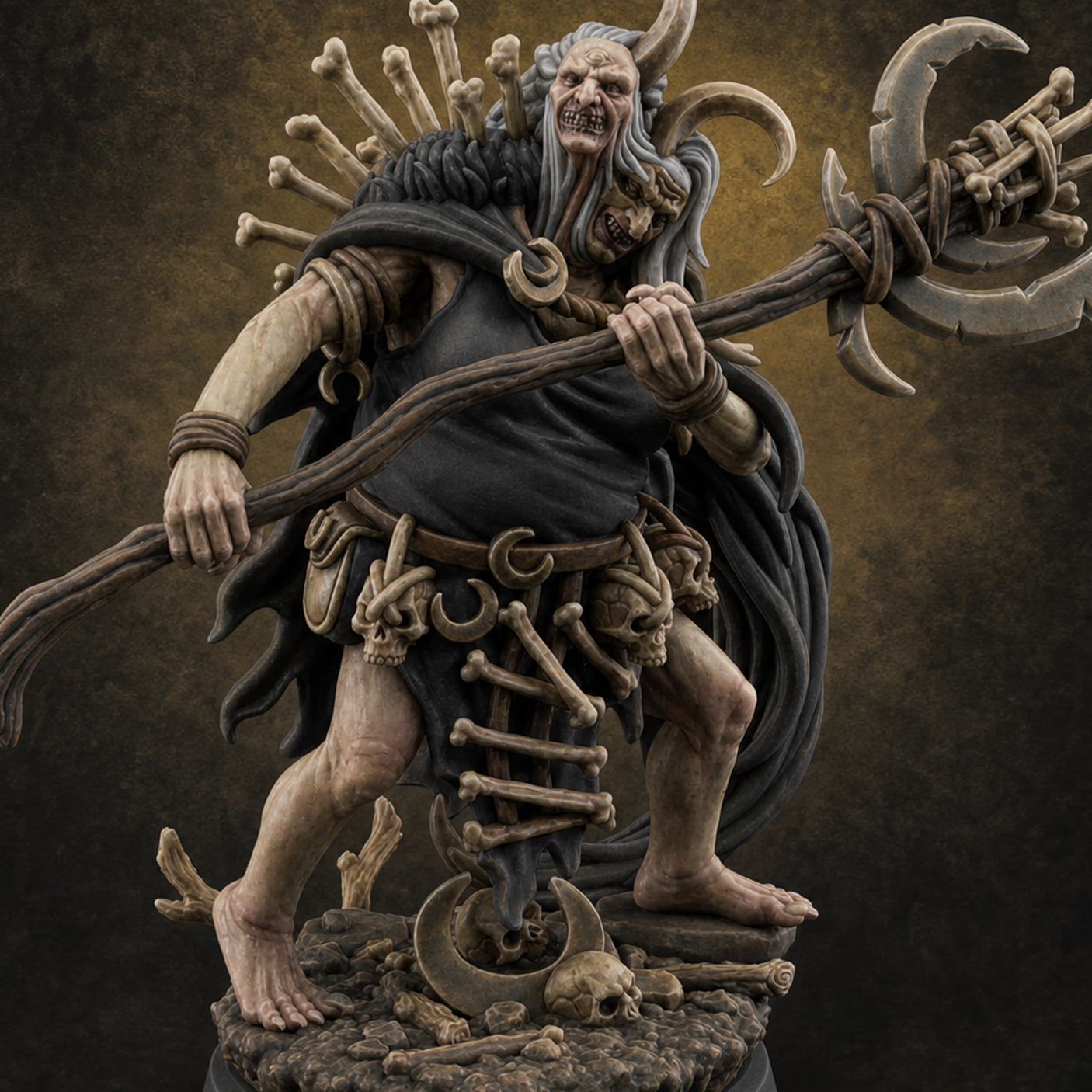 Tentacle Crowned Scepter Wielding Hag Bone Witch Miniature for Dungeons and Dragons, Pathfinder or other TTRPGs