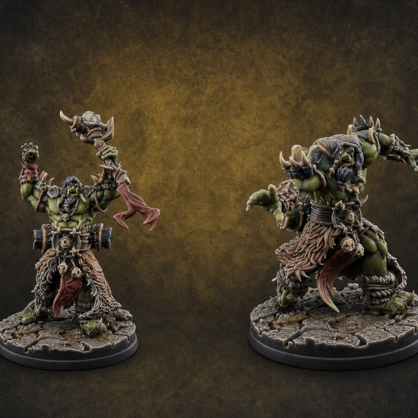 Arms Raised Conjuring Orc Sorcerers — painted concept preview (miniature supplied unpainted)