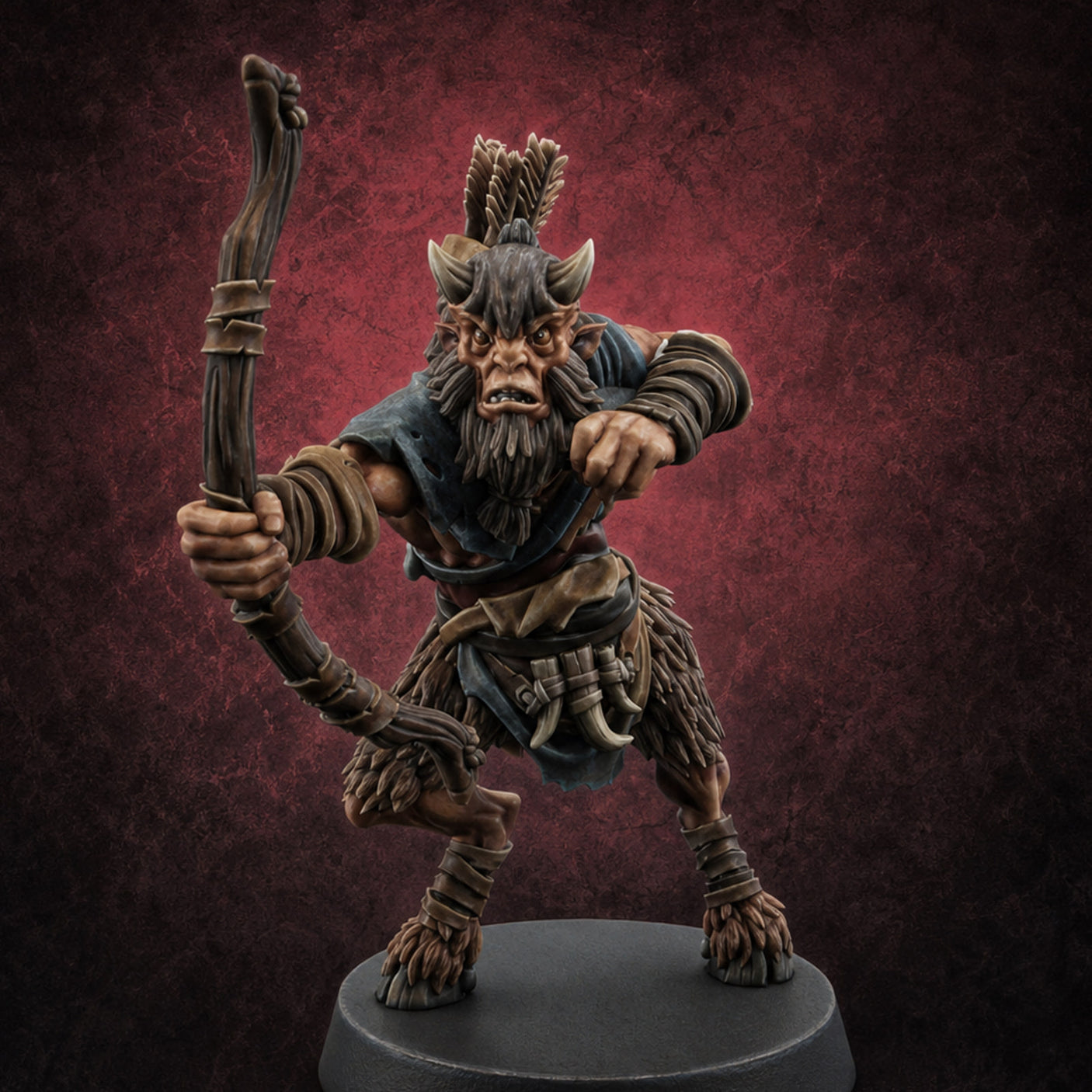Nocking And Loosing Satyr Archer A Miniature for Dungeons and Dragons, Pathfinder or other TTRPGs