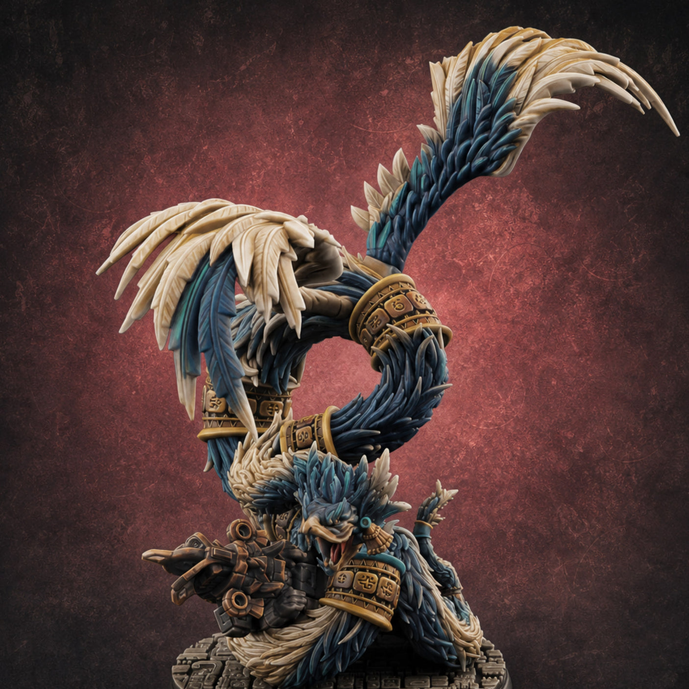 Coiled And Striking Couatl Miniature for Dungeons and Dragons, Pathfinder or other TTRPGs