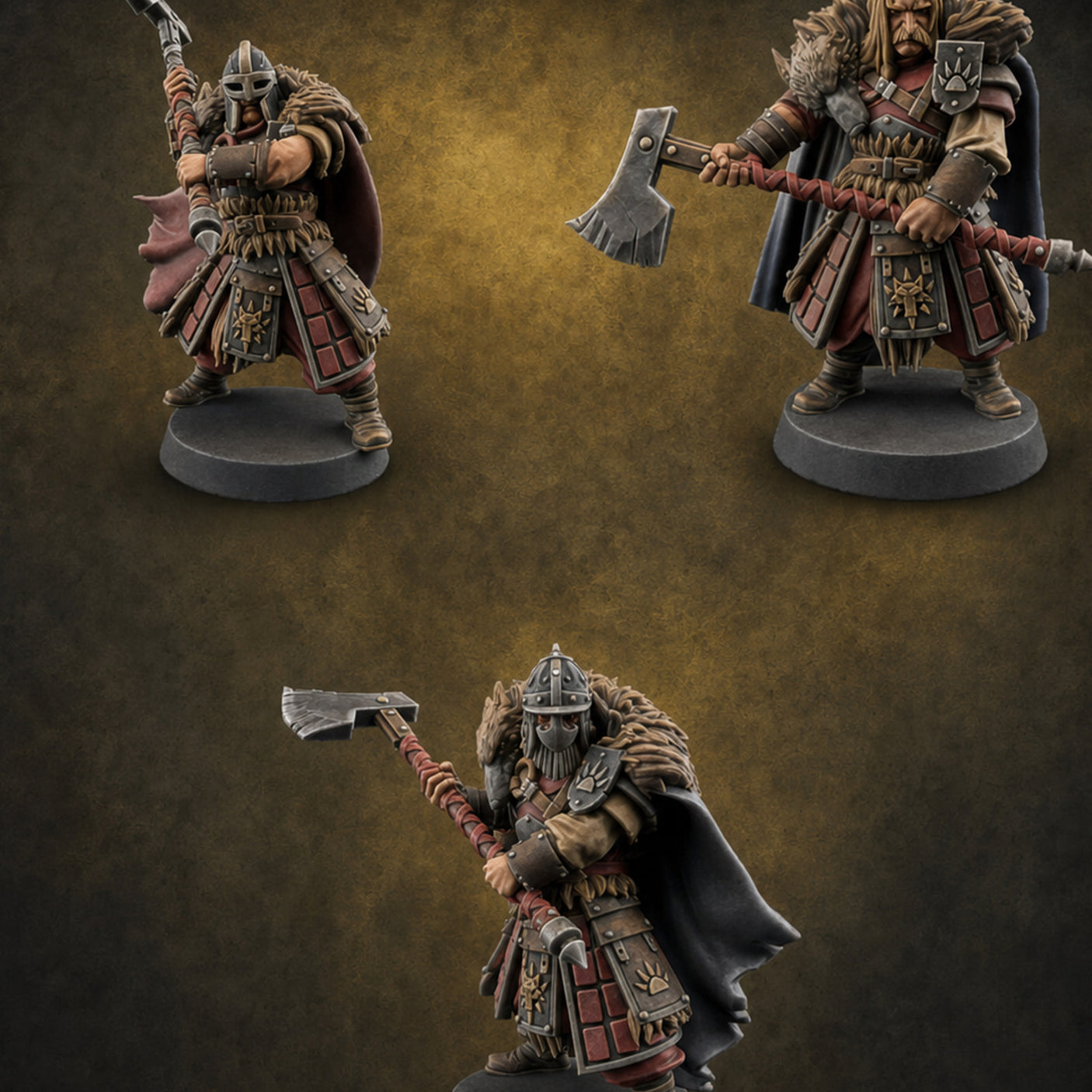 Fur-Cloaked Axe-Brandishing Wolf Clan Warriors Miniature for Dungeons and Dragons, Pathfinder or other TTRPGs