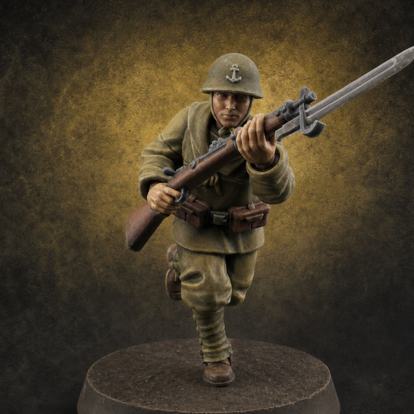 Bayonet Charging World War 2 Japanese Riflemen A Miniature for Dungeons and Dragons, Pathfinder or other TTRPGs
