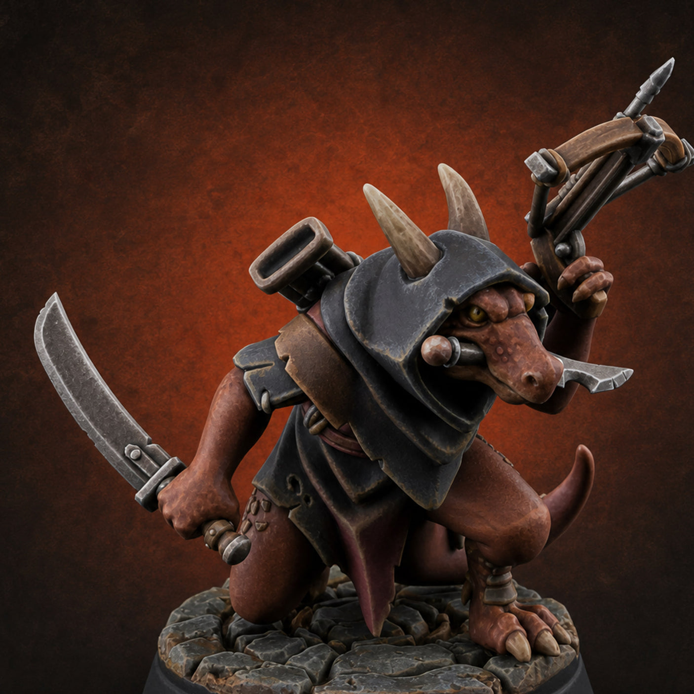 Twin Blade Slashing Kobold Assassin B Miniature for Dungeons and Dragons, Pathfinder or other TTRPGs