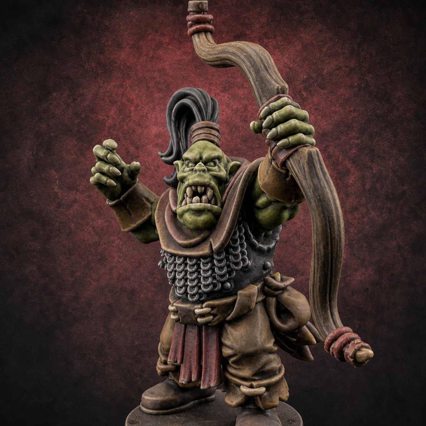 Fists Raised Triumphant Orc Warrior — painted concept preview (miniature supplied unpainted)