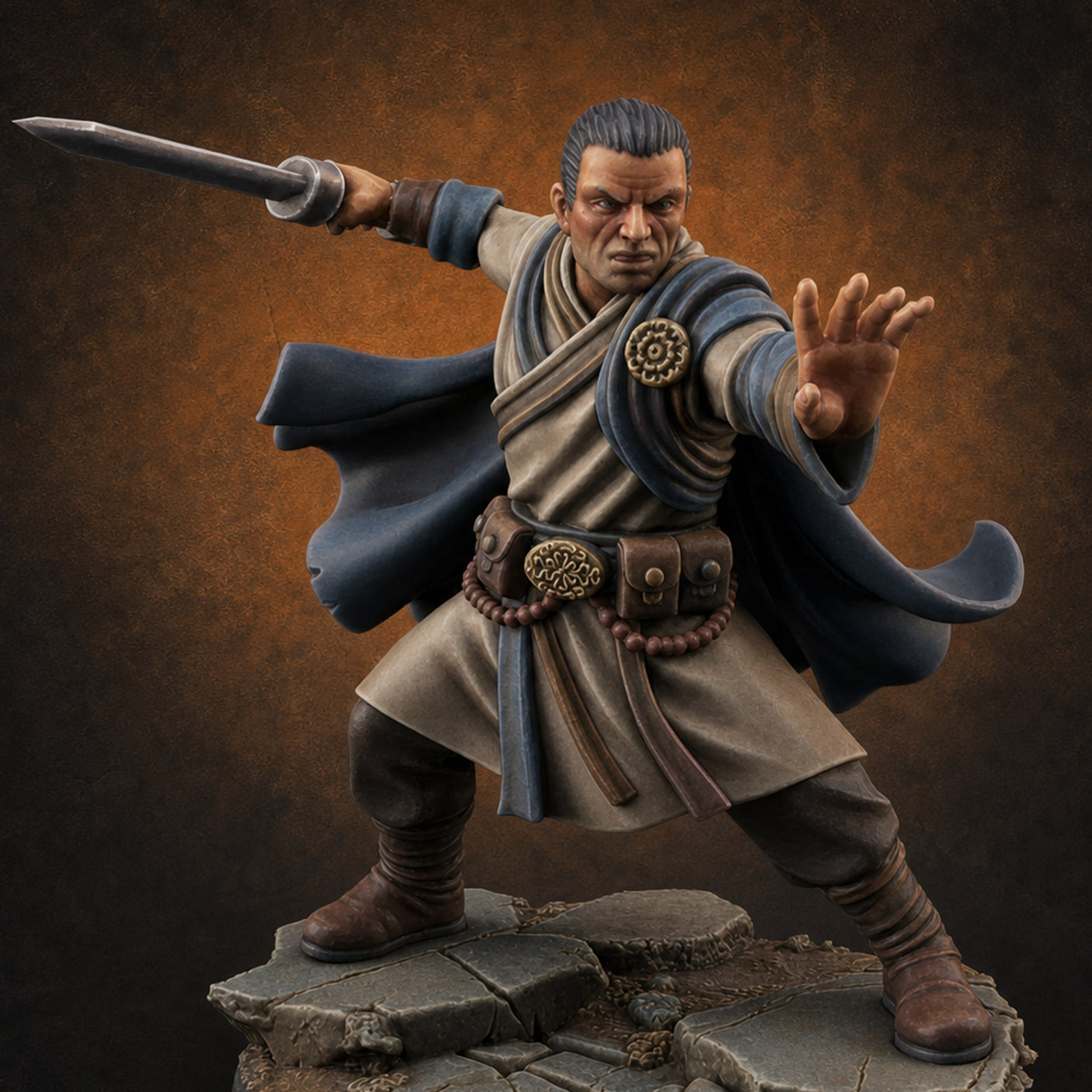 Palm Raised Casting Human Monk Miniature for Dungeons and Dragons, Pathfinder or other TTRPGs