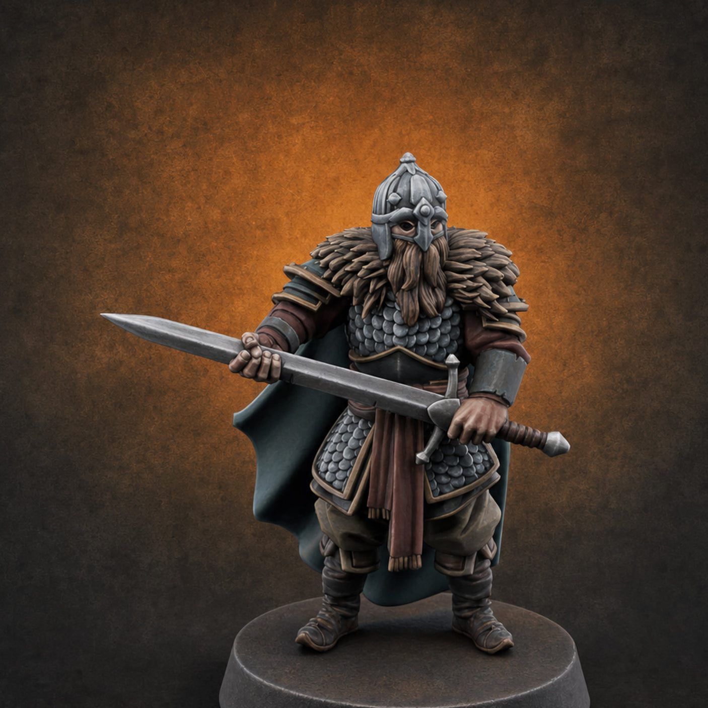 Scale-Clad Sword-Raising Northern Warrior B Miniature for Dungeons and Dragons, Pathfinder or other TTRPGs