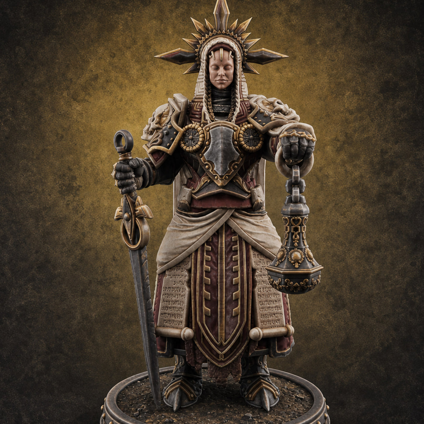 The Unseeing Holy Paladin Order F — painted concept preview (miniature supplied unpainted)