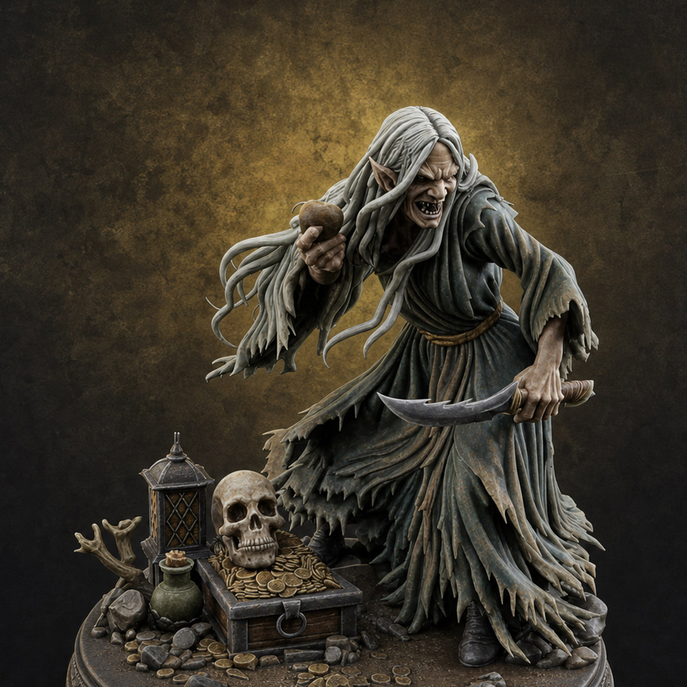 Hovering Over Spoils Hag Witch Miniature for Dungeons and Dragons, Pathfinder or other TTRPGs