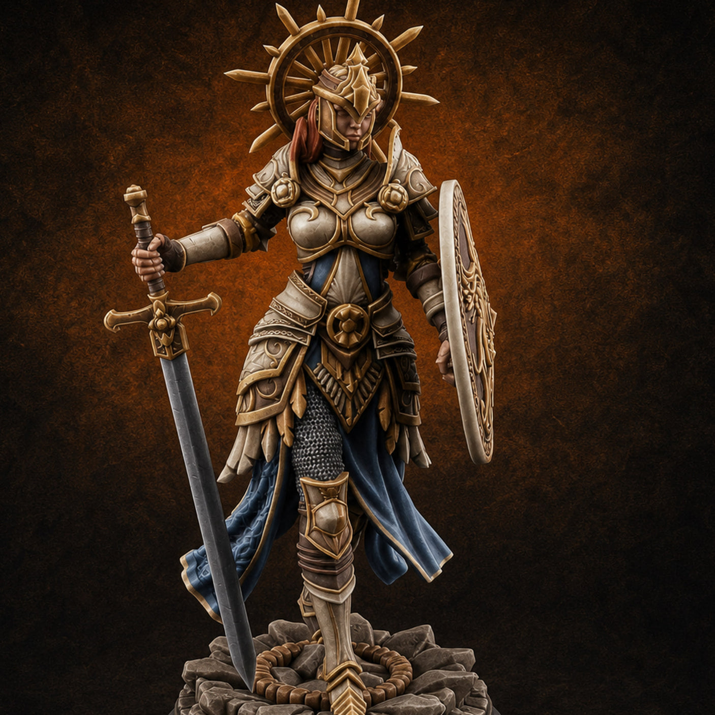 Halo Crowned Defender Aasimar Paladin Miniature for Dungeons and Dragons, Pathfinder or other TTRPGs