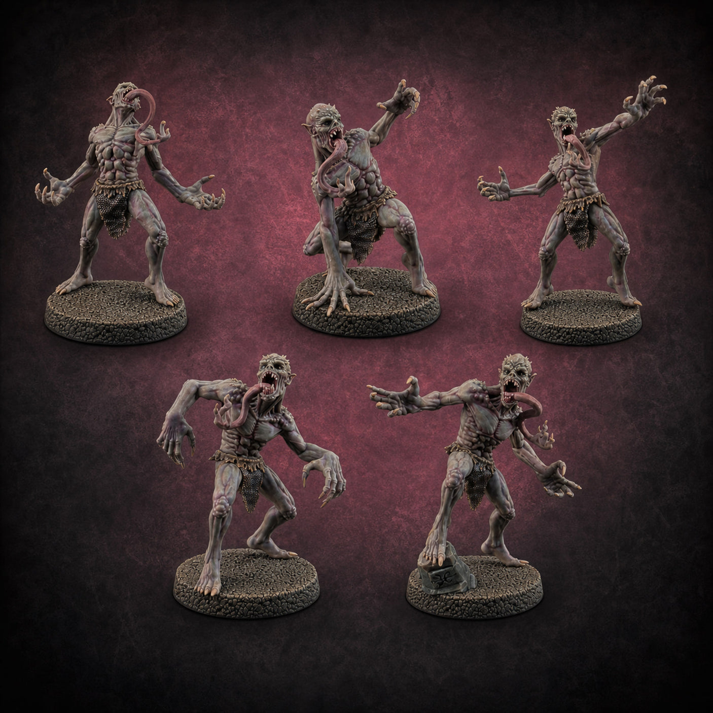 Clawing Ravenously Ghoul Pack Miniature for Dungeons and Dragons, Pathfinder or other TTRPGs