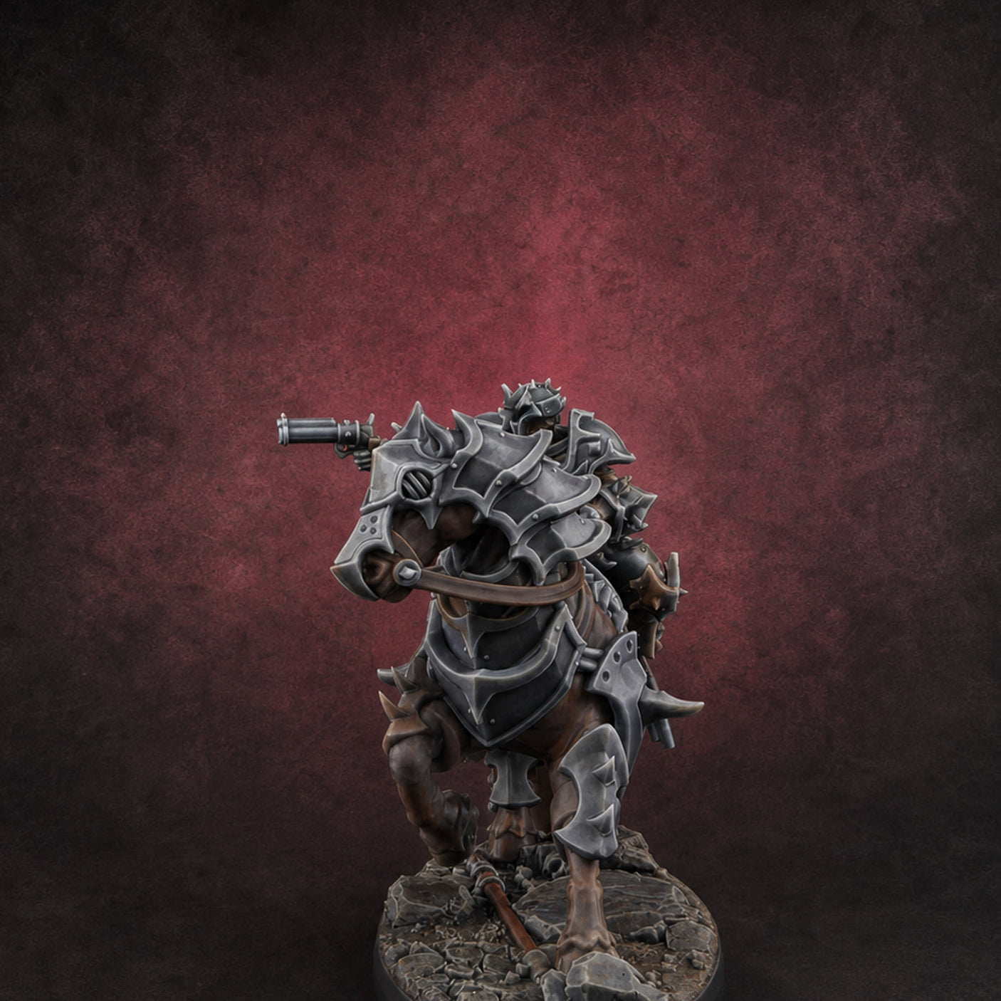 Ornate Saddle Towering Knight Rider B — painted concept preview (miniature supplied unpainted)