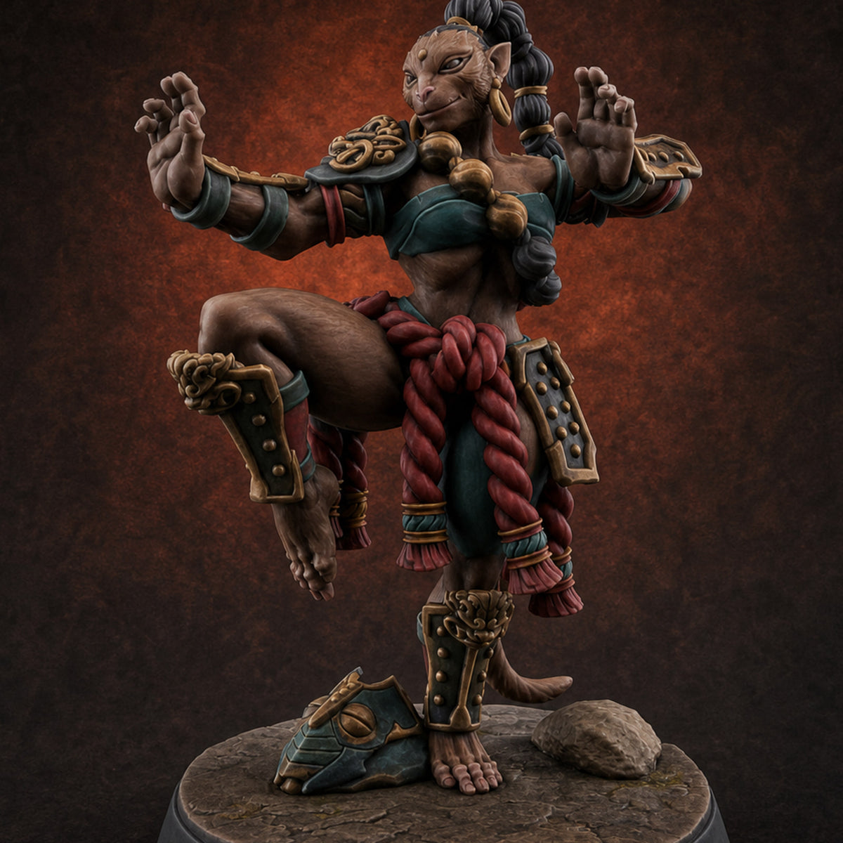 Arms Spread Commanding Hadozee Monk Miniature for Dungeons and Dragons, Pathfinder or other TTRPGs