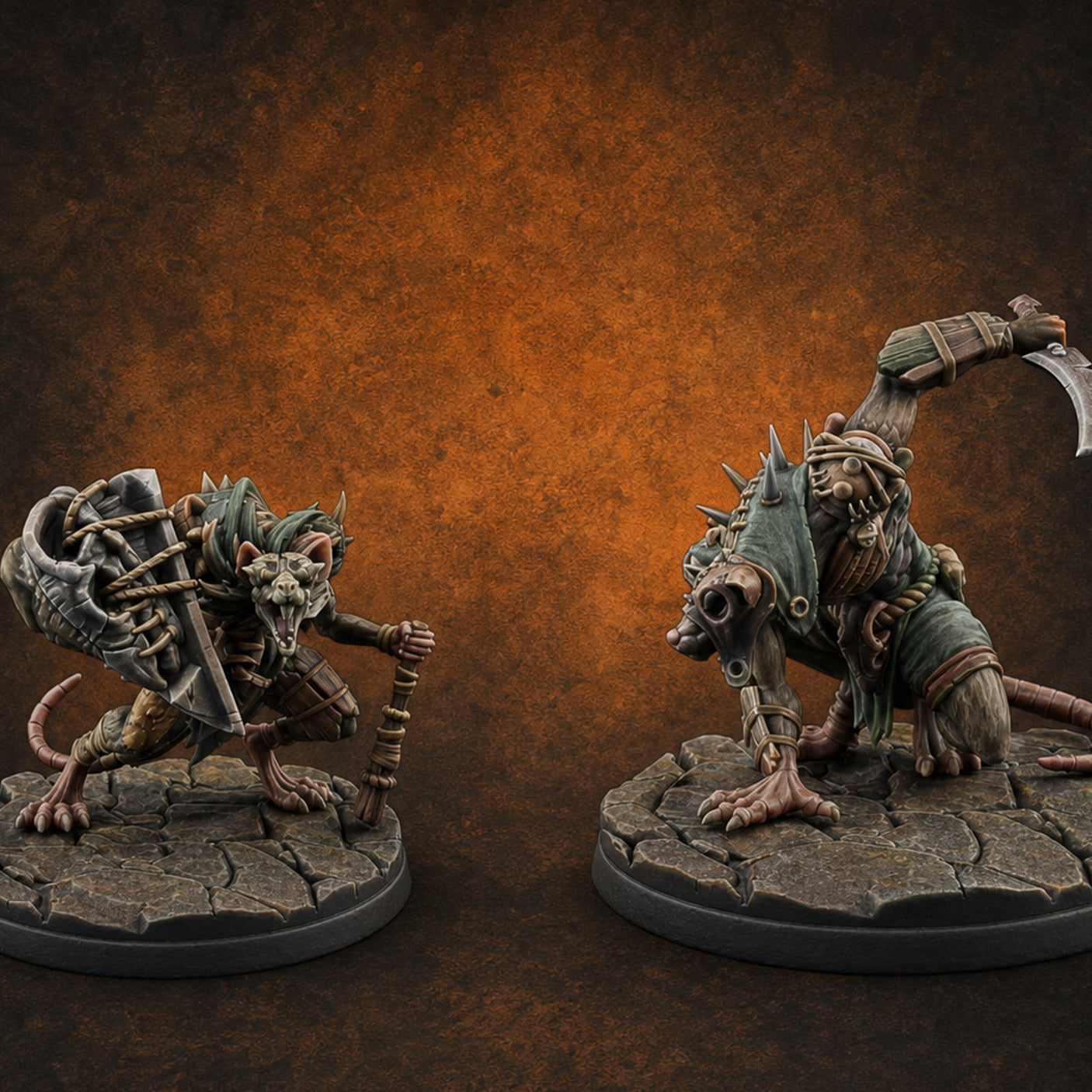 Staff Wielding Fangs Ratfolk — painted concept preview (miniature supplied unpainted)