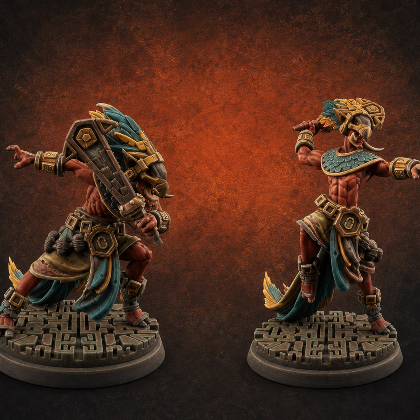 Aztec Inspired Stone-Fisted Hobgoblin Fighter — painted concept preview (miniature supplied unpainted)
