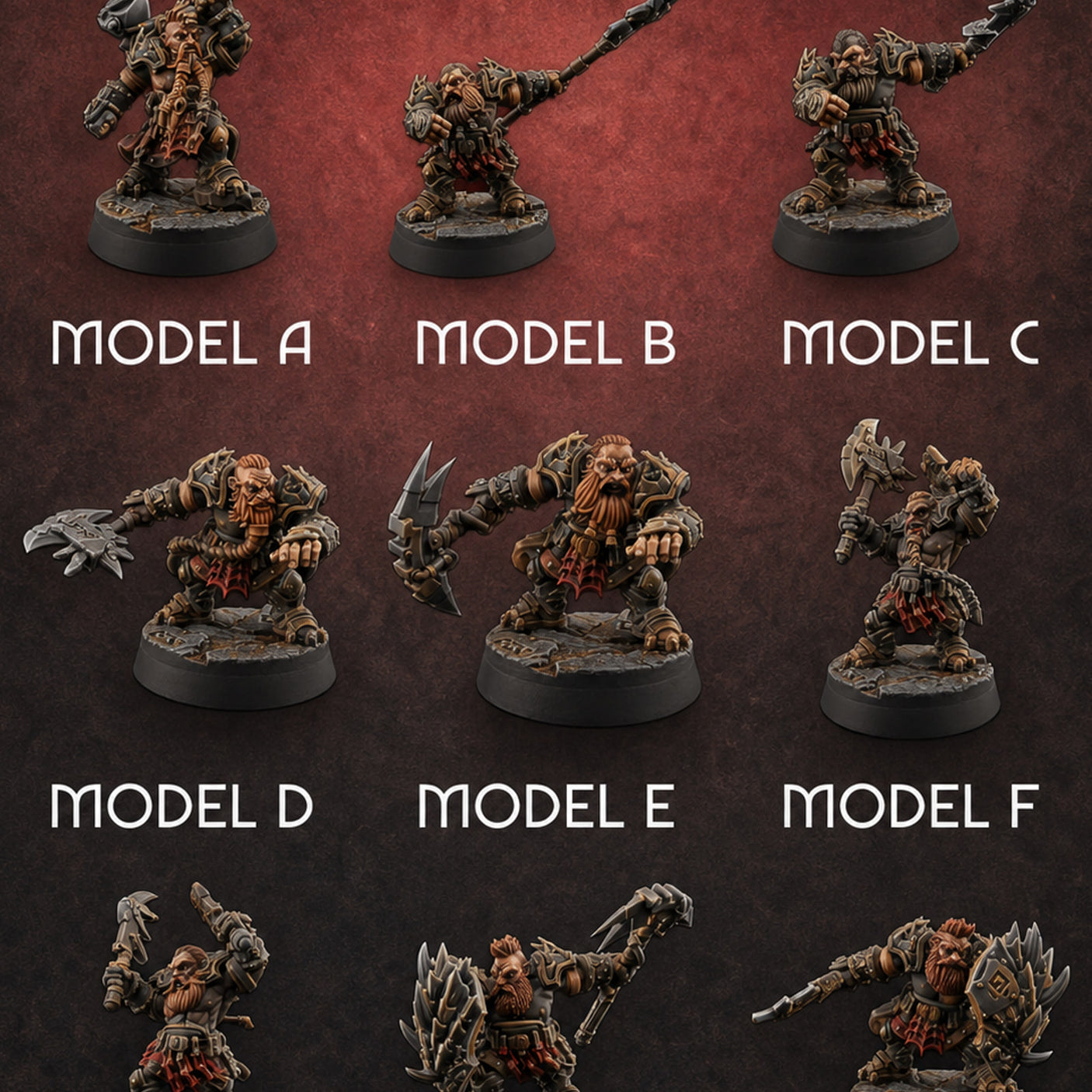 Smouldering Fire Dwarf Fighters — painted concept preview (miniature supplied unpainted)