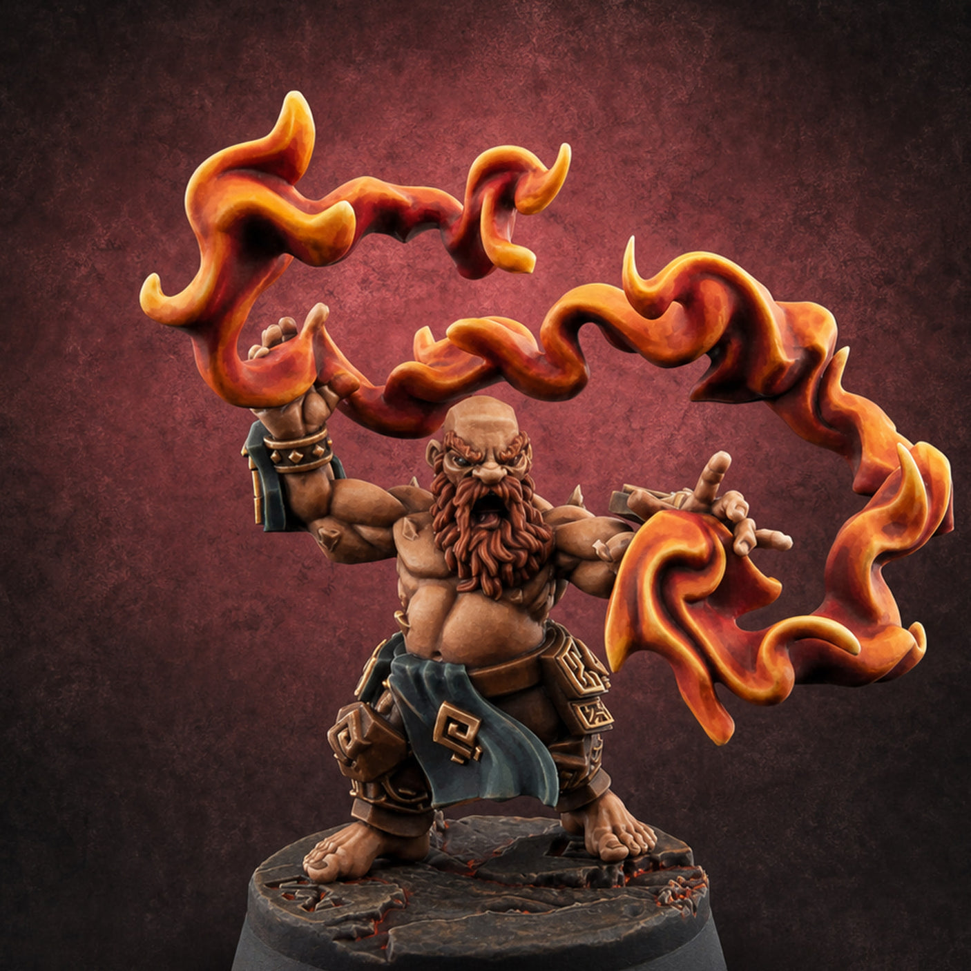 Flames Towering Skyward Dwarf Fire Casters D Miniature for Dungeons and Dragons, Pathfinder or other TTRPGs