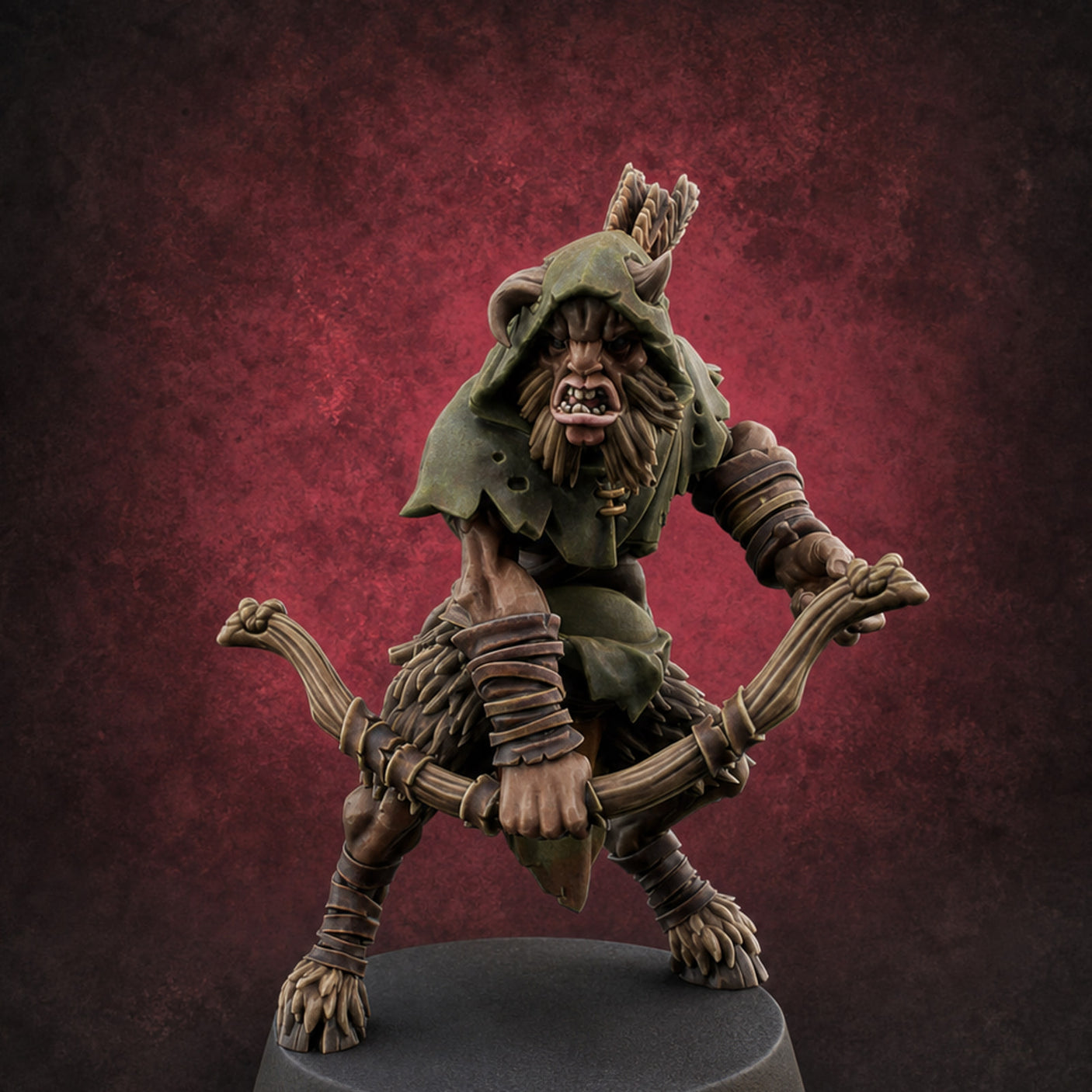 Nocking And Loosing Satyr Archer C Miniature for Dungeons and Dragons, Pathfinder or other TTRPGs